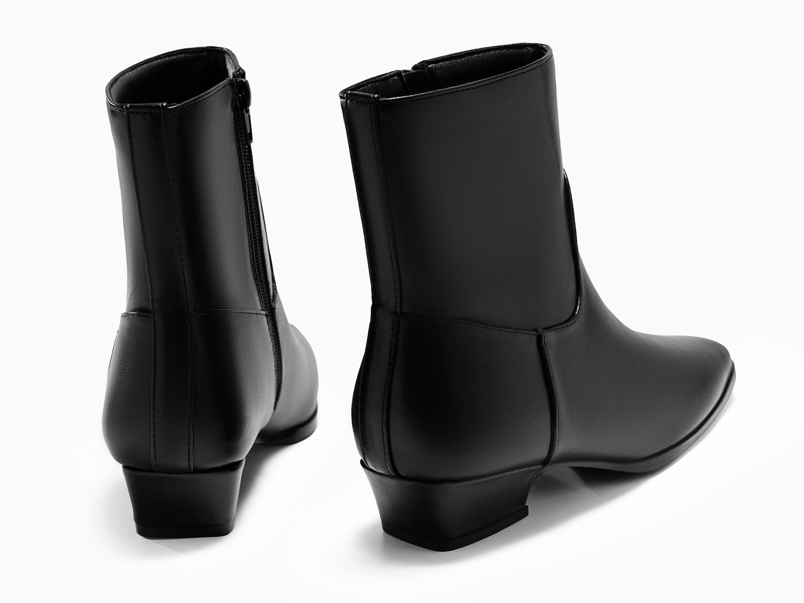 Coutgo Womens Black Low Heel Ankle Boots