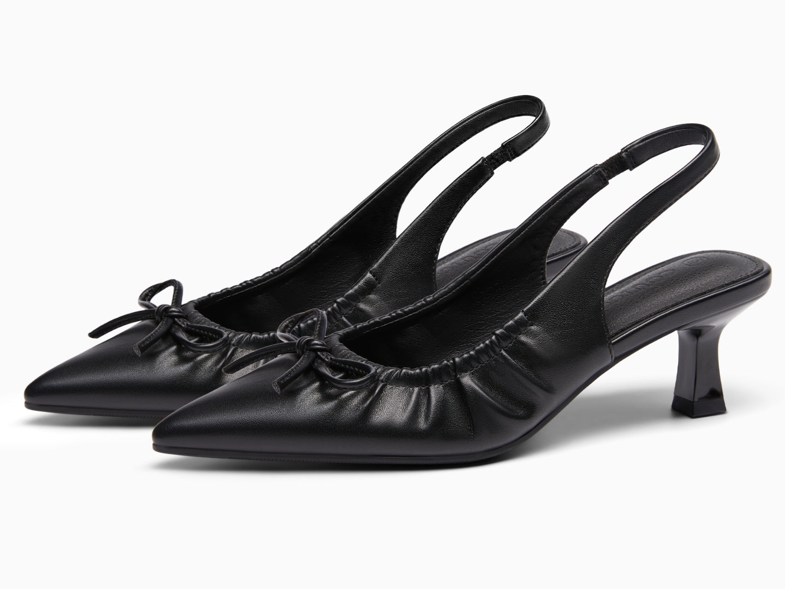 Coutgo Womens Black Slingback Kitten Heels