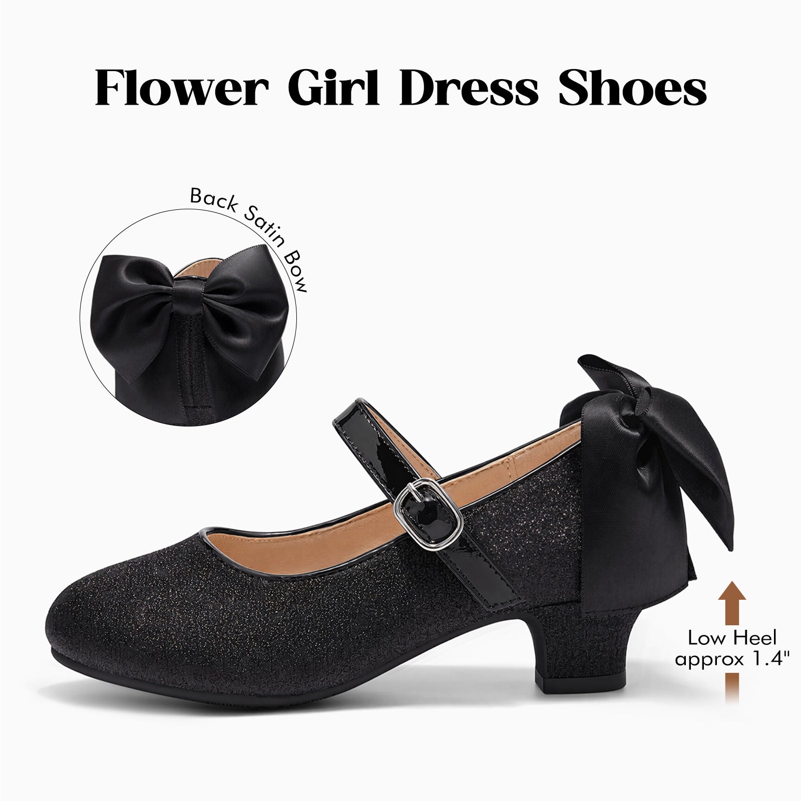 Coutgo Girls Black Dress Shoes Mary Jane