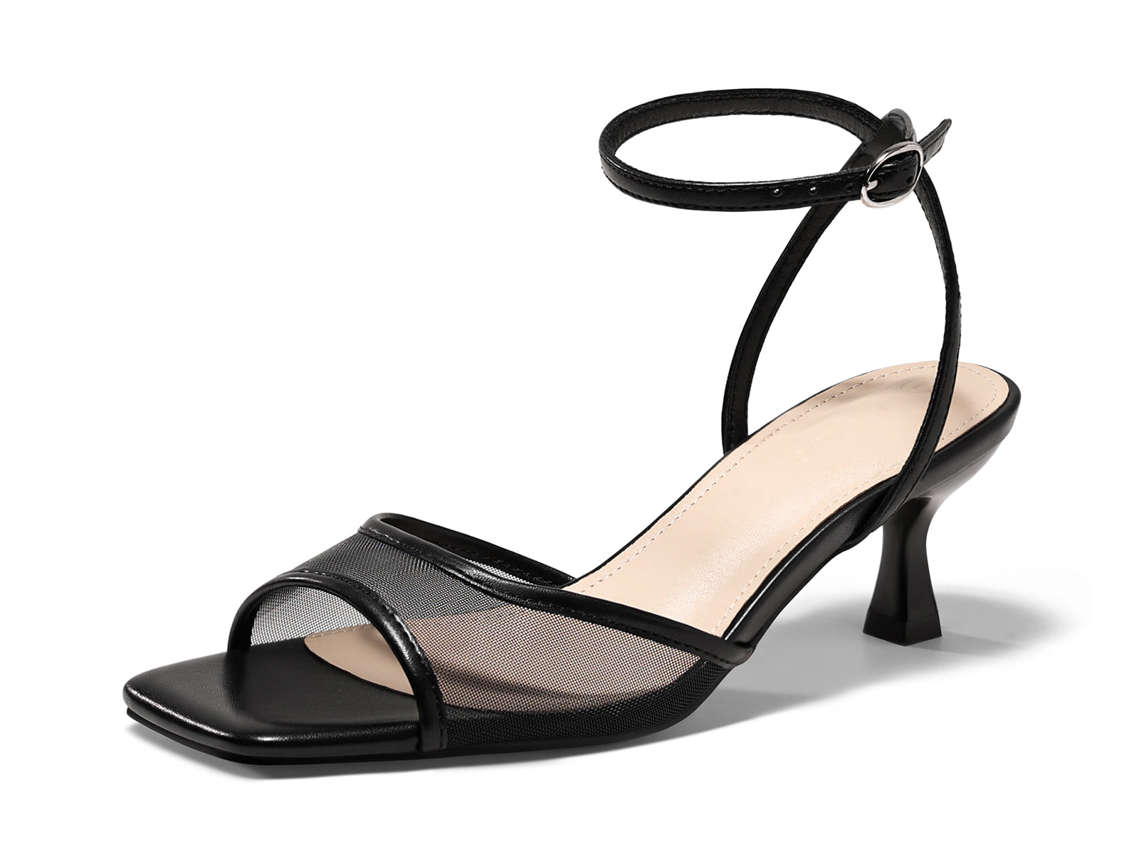 Coutgo Womens Black Kitten Low Heels