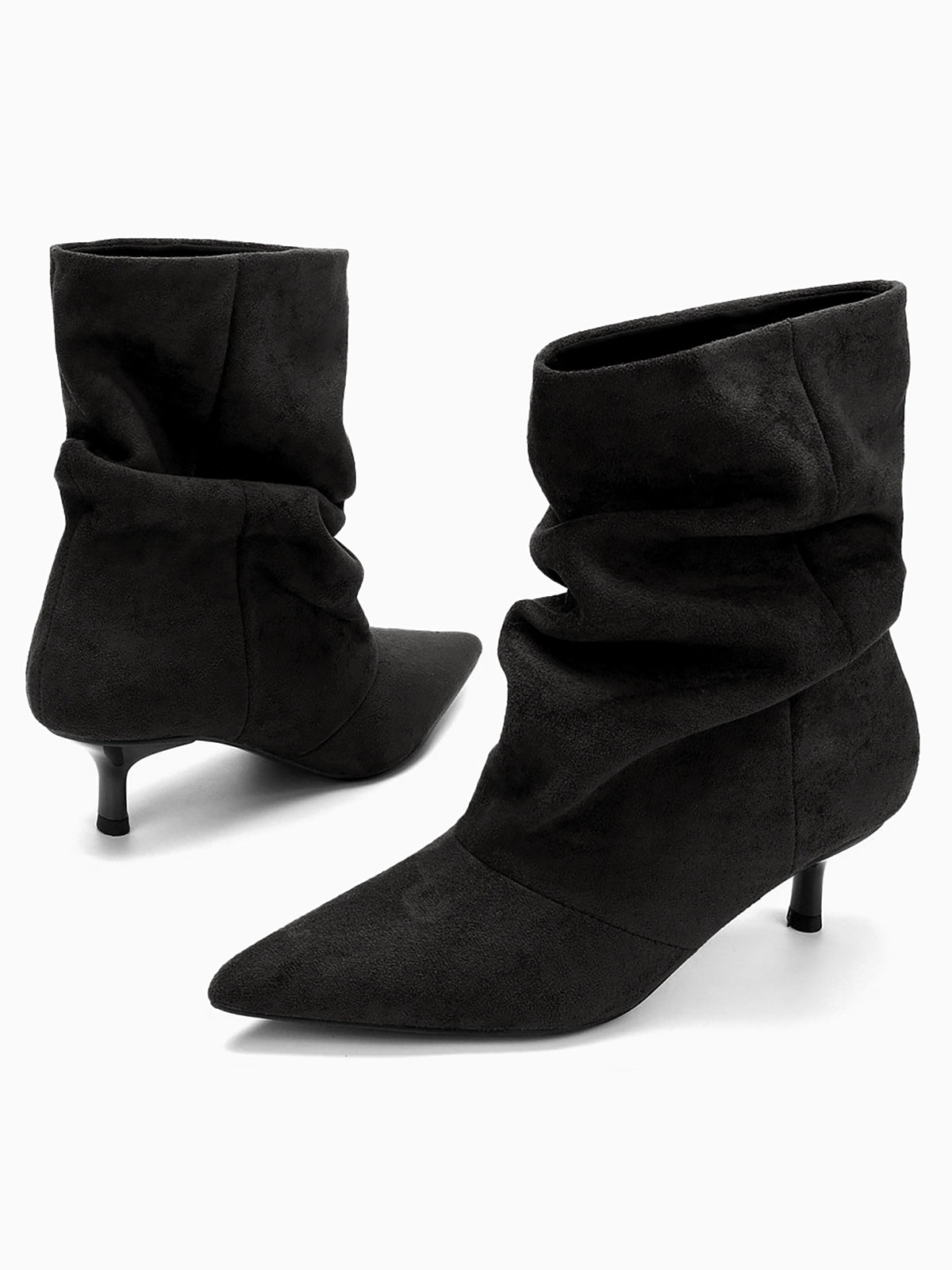 Coutgo Womens Black Pointed Ankle Boots
