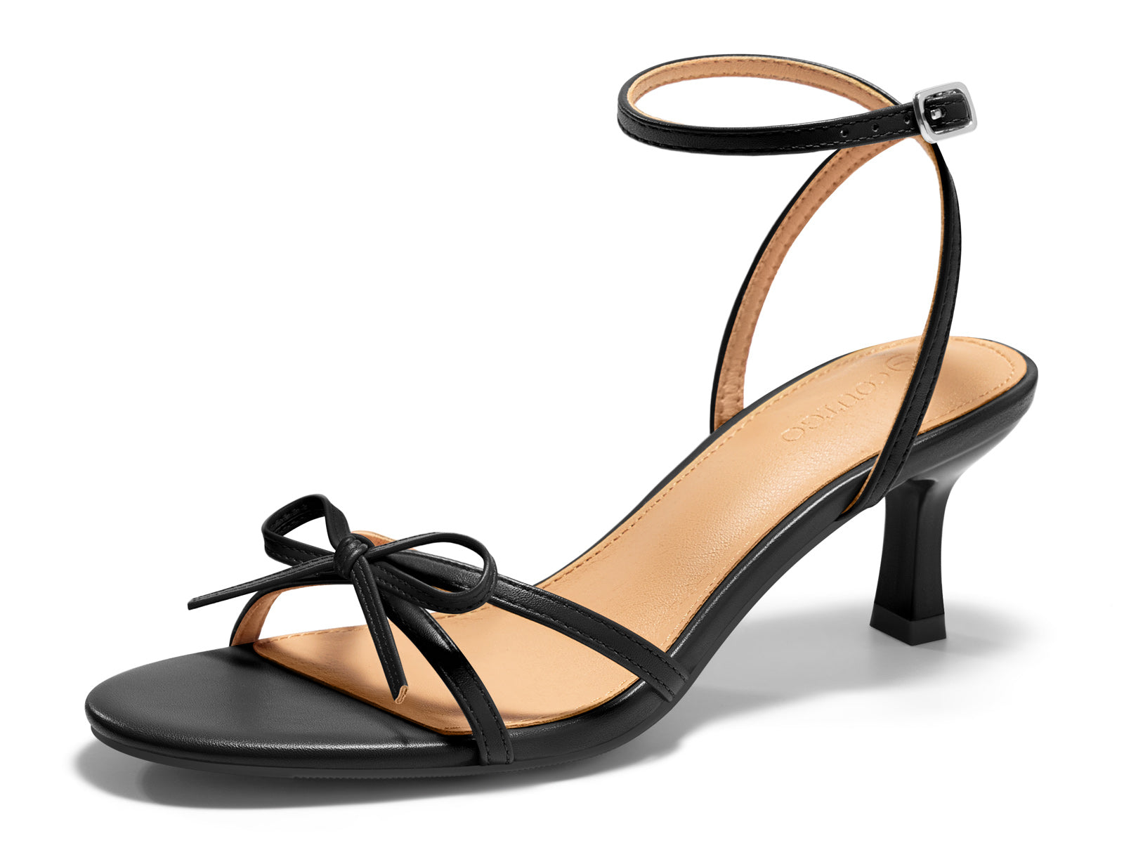 Coutgo Womens Black Kitten Low Heels