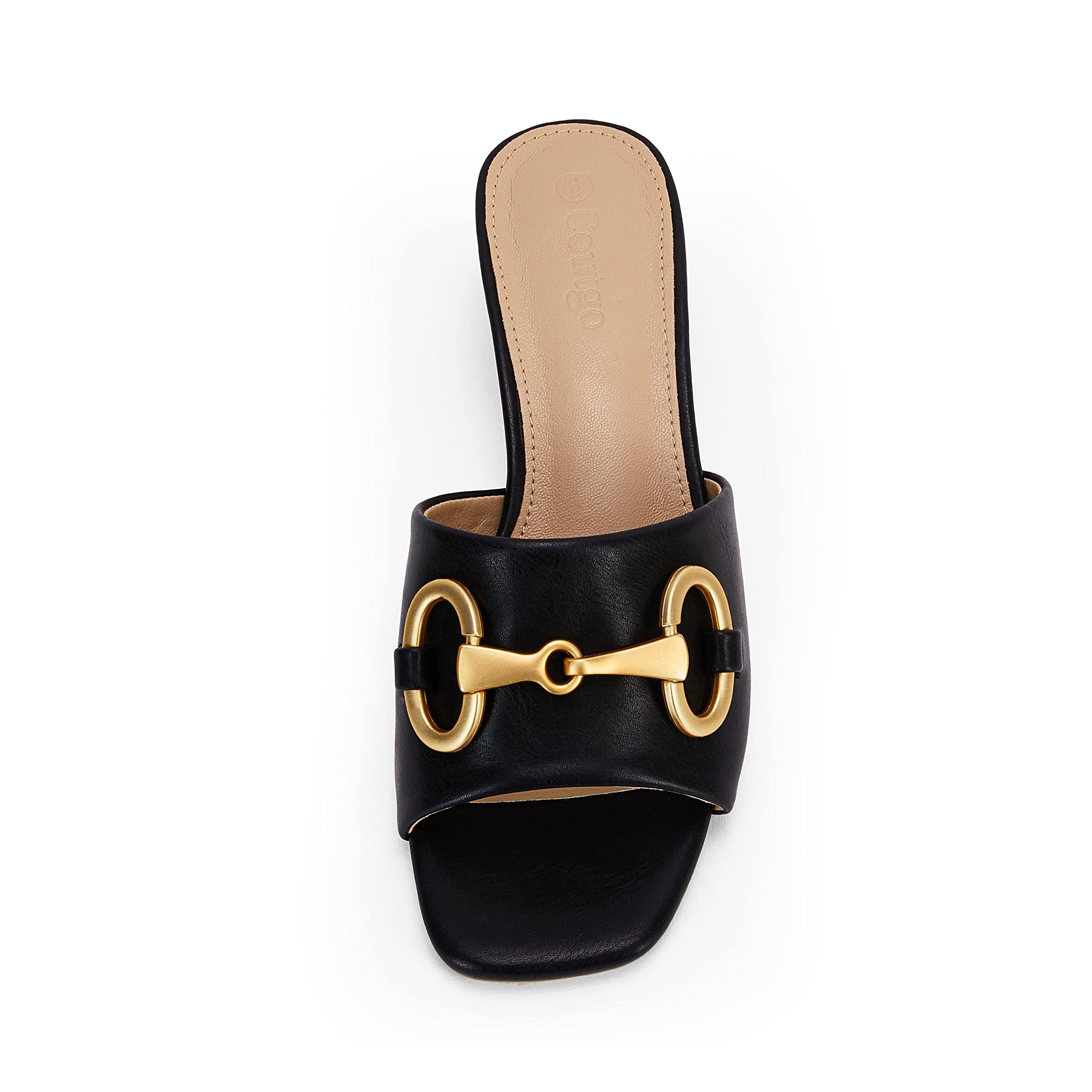 Coutgo Women's Black Slide Sandals