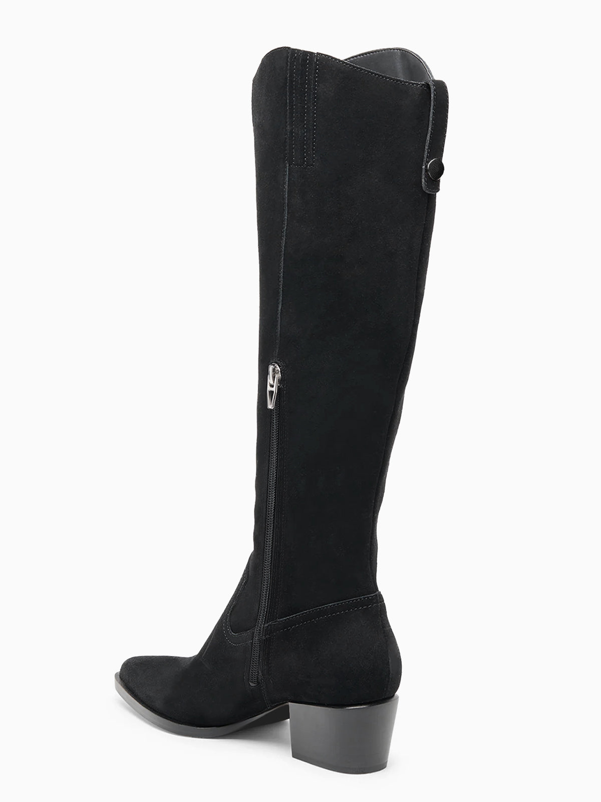 Coutgo Women Suede Black Wide Calf Knee Boots