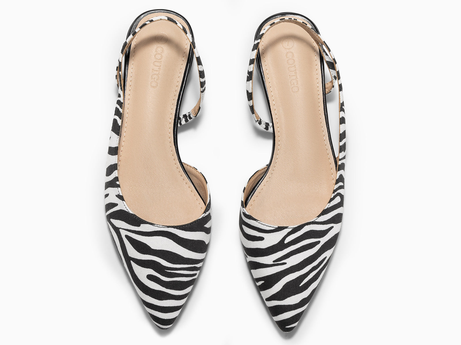 Coutgo Women D'Orsay Black & White Heels Chunky Pumps