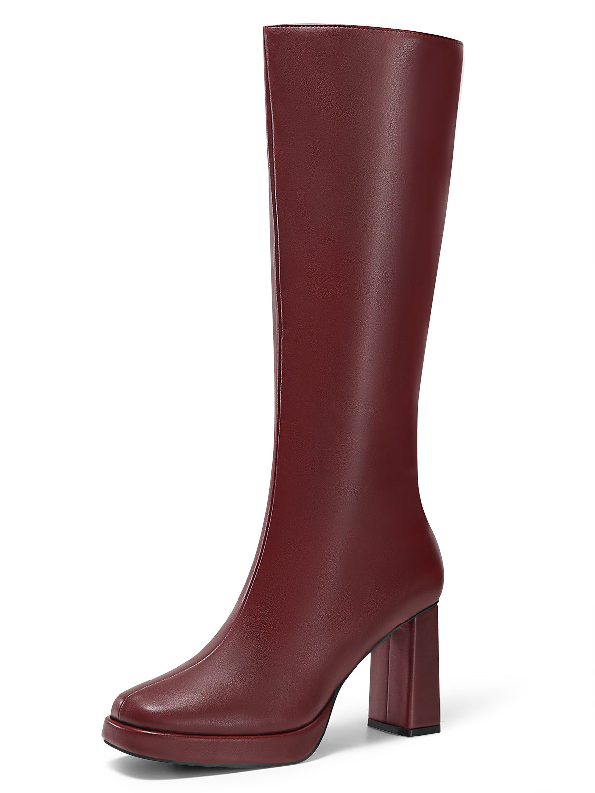 Coutgo Womens Burgundy Knee High Boots