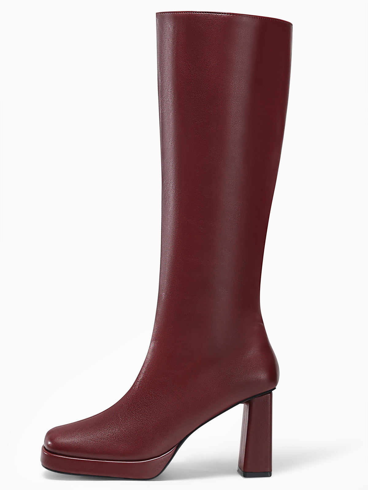 Coutgo Womens Burgundy Knee High Boots