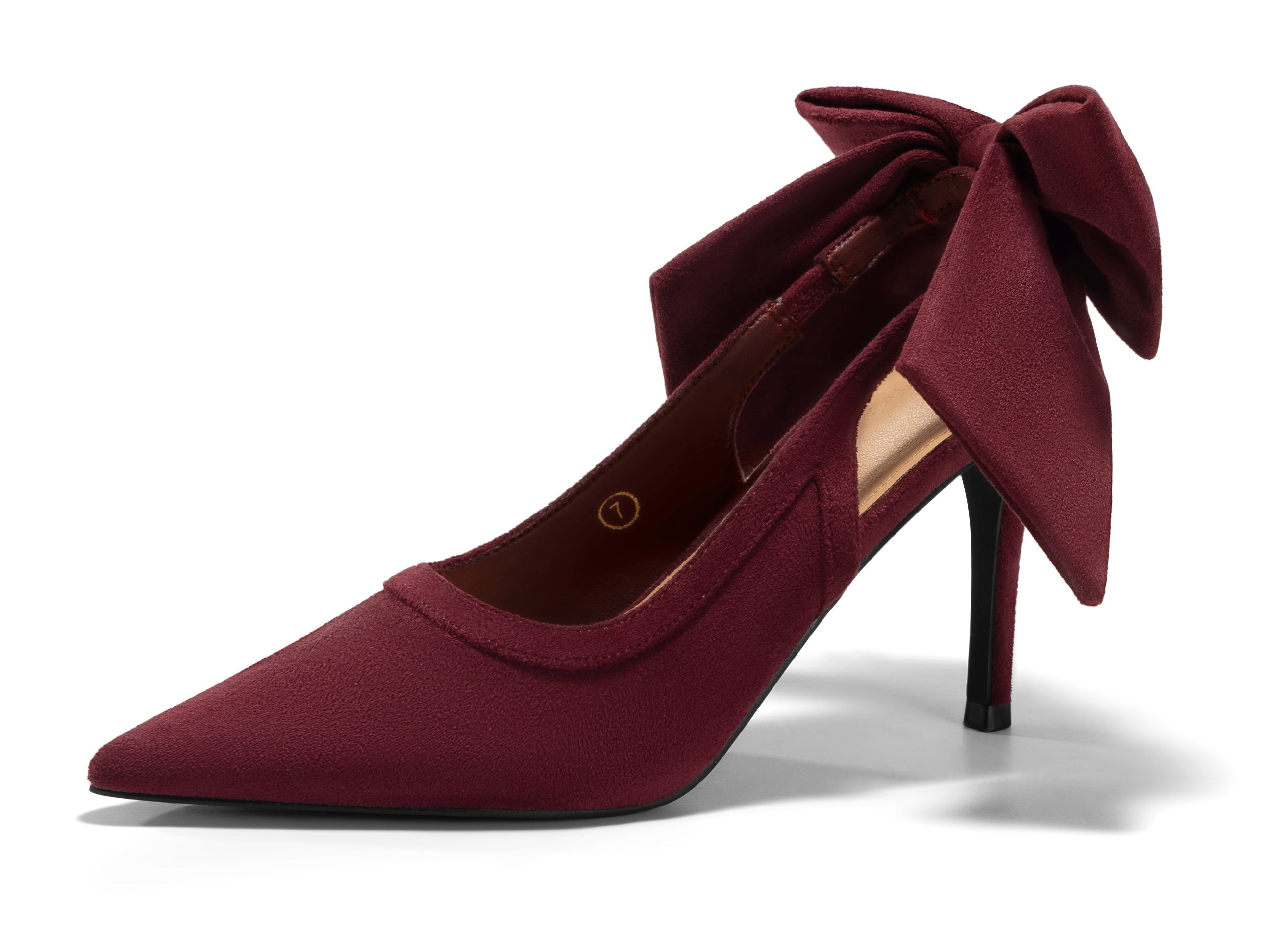 Coutgo Womens Suede Wine Red Slingback High Heels