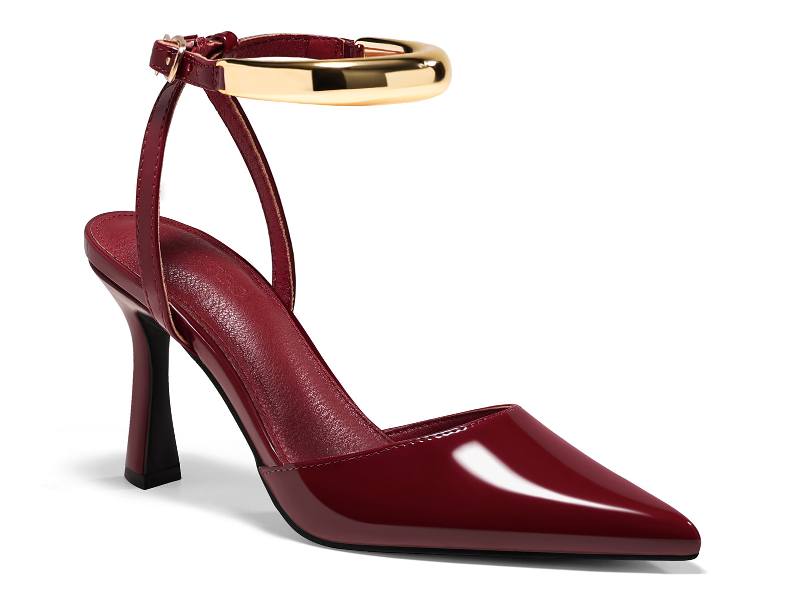 Coutgo Womens Burgundy Strappy High Heels