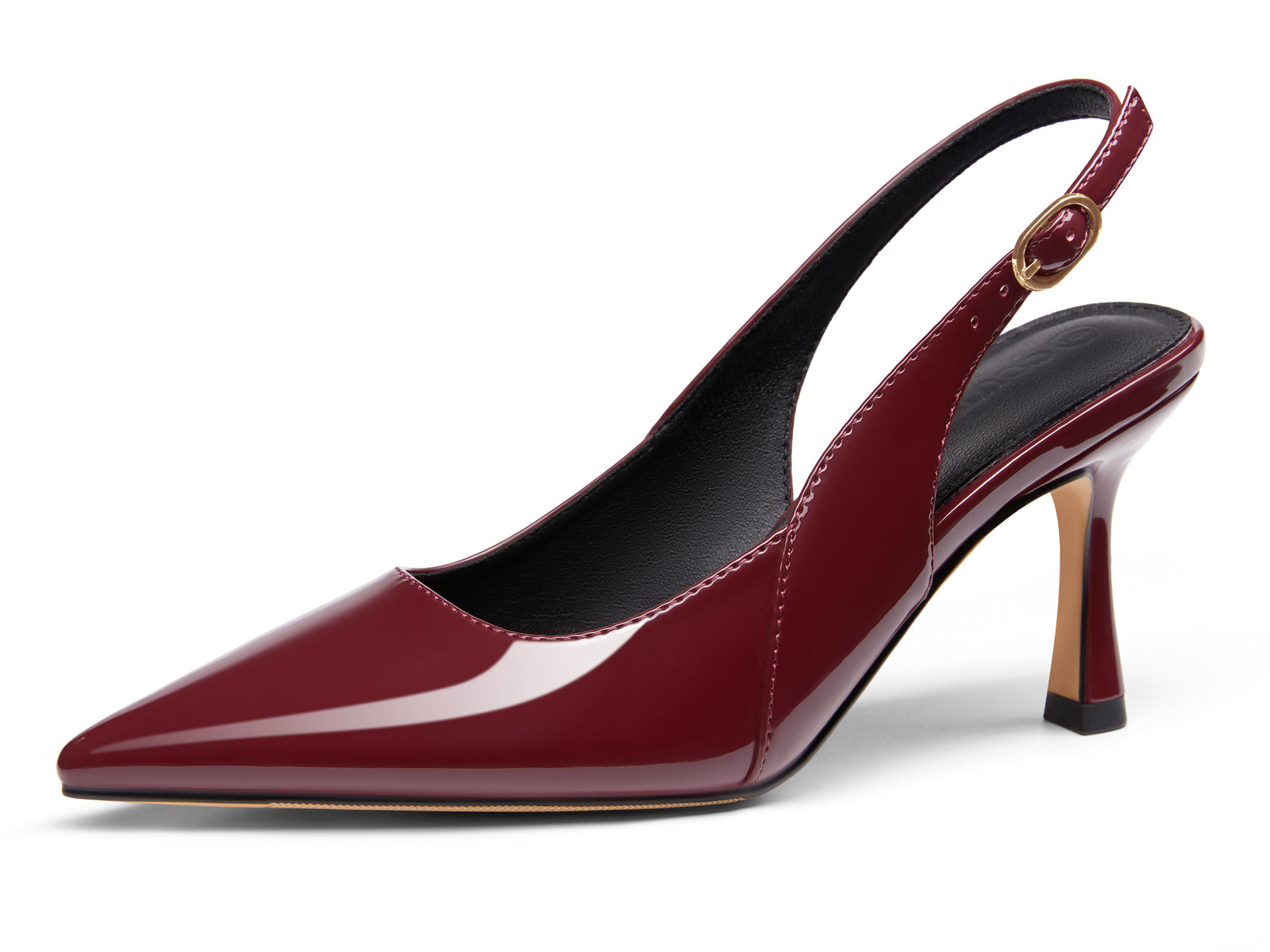Coutgo Women's Burgundy Slingback Kitten Heels