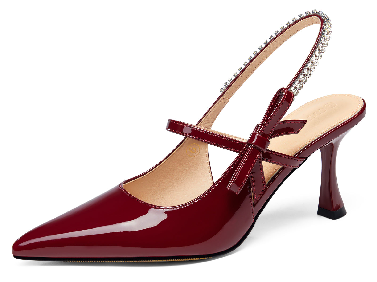 Coutgo Womens Burgundy Slingback Kitten Heels
