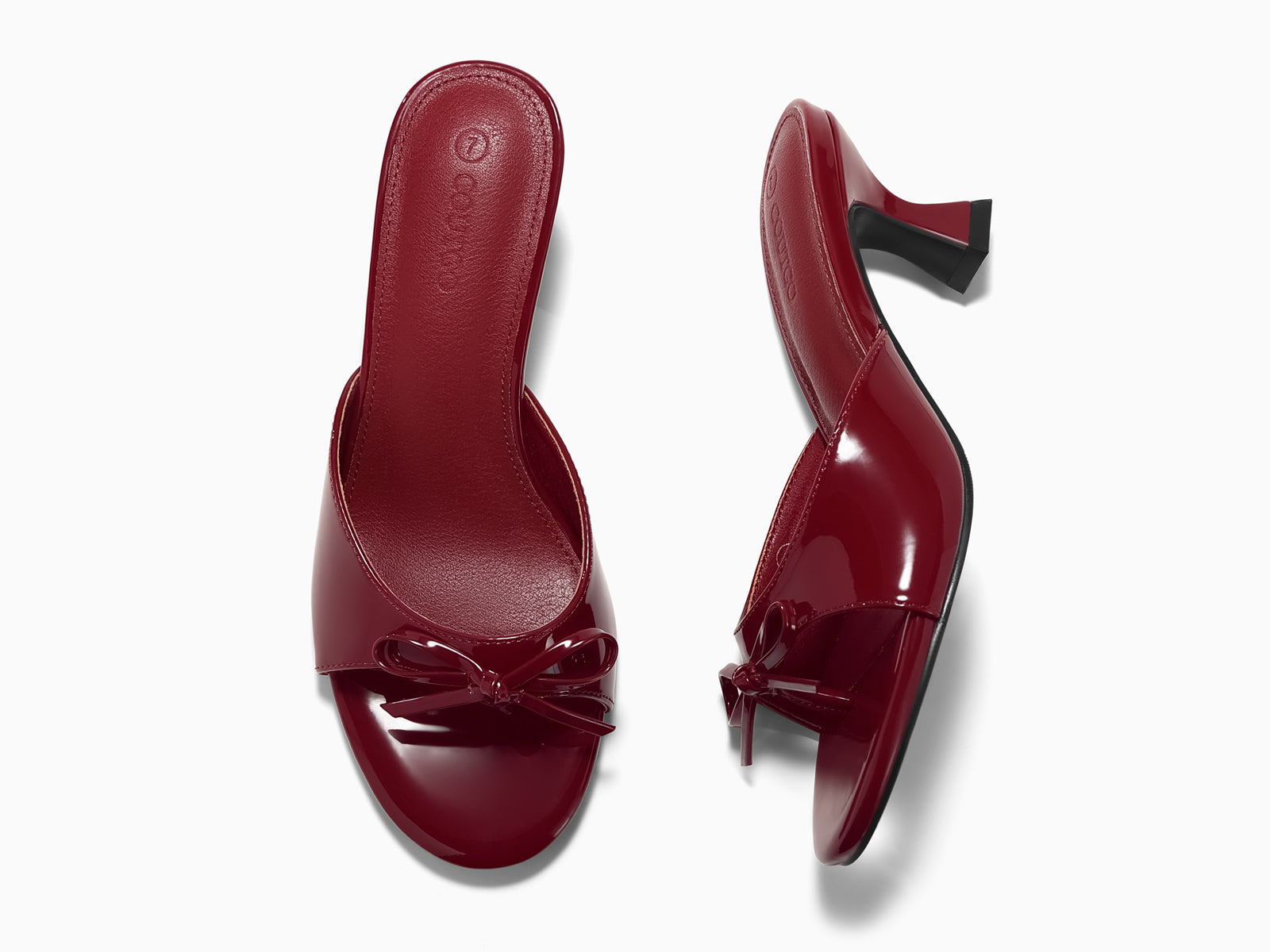 Coutgo Women's Burgundy Patent Kitten Heels Sandals