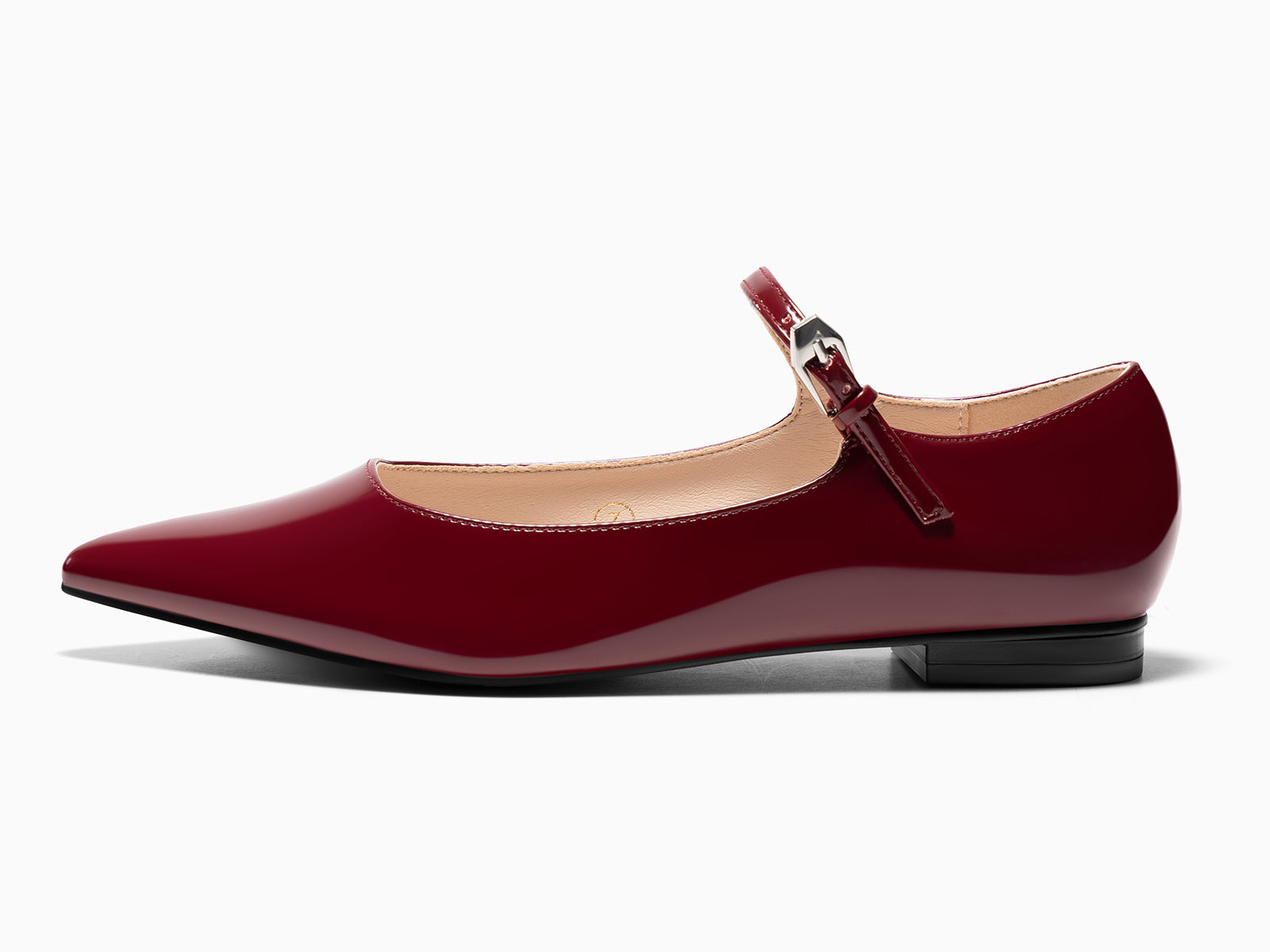 Coutgo Womens Burgundy Mary Jane Flats