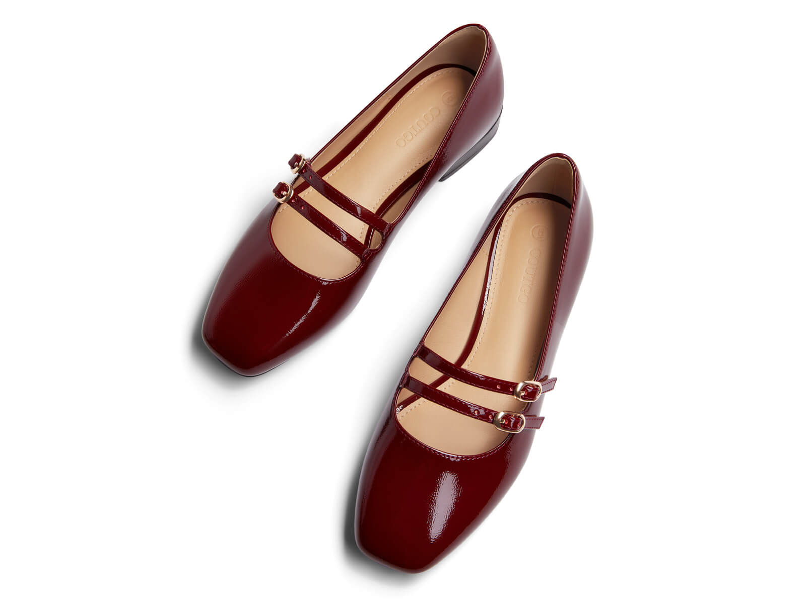 Coutgo Women's Burgundy Mary Jane Flats