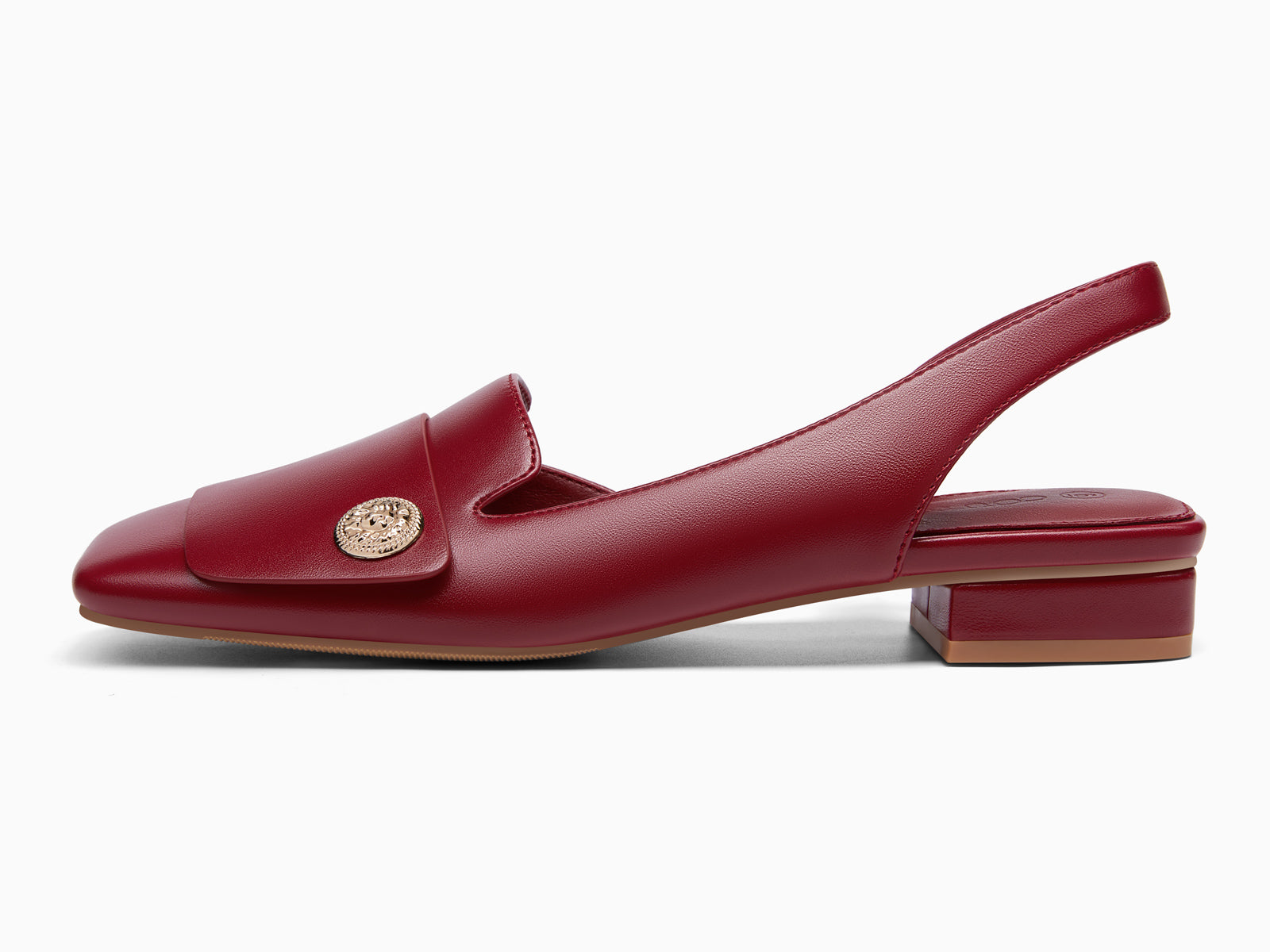 Coutgo Womens Burgundy Chunky Low Heels