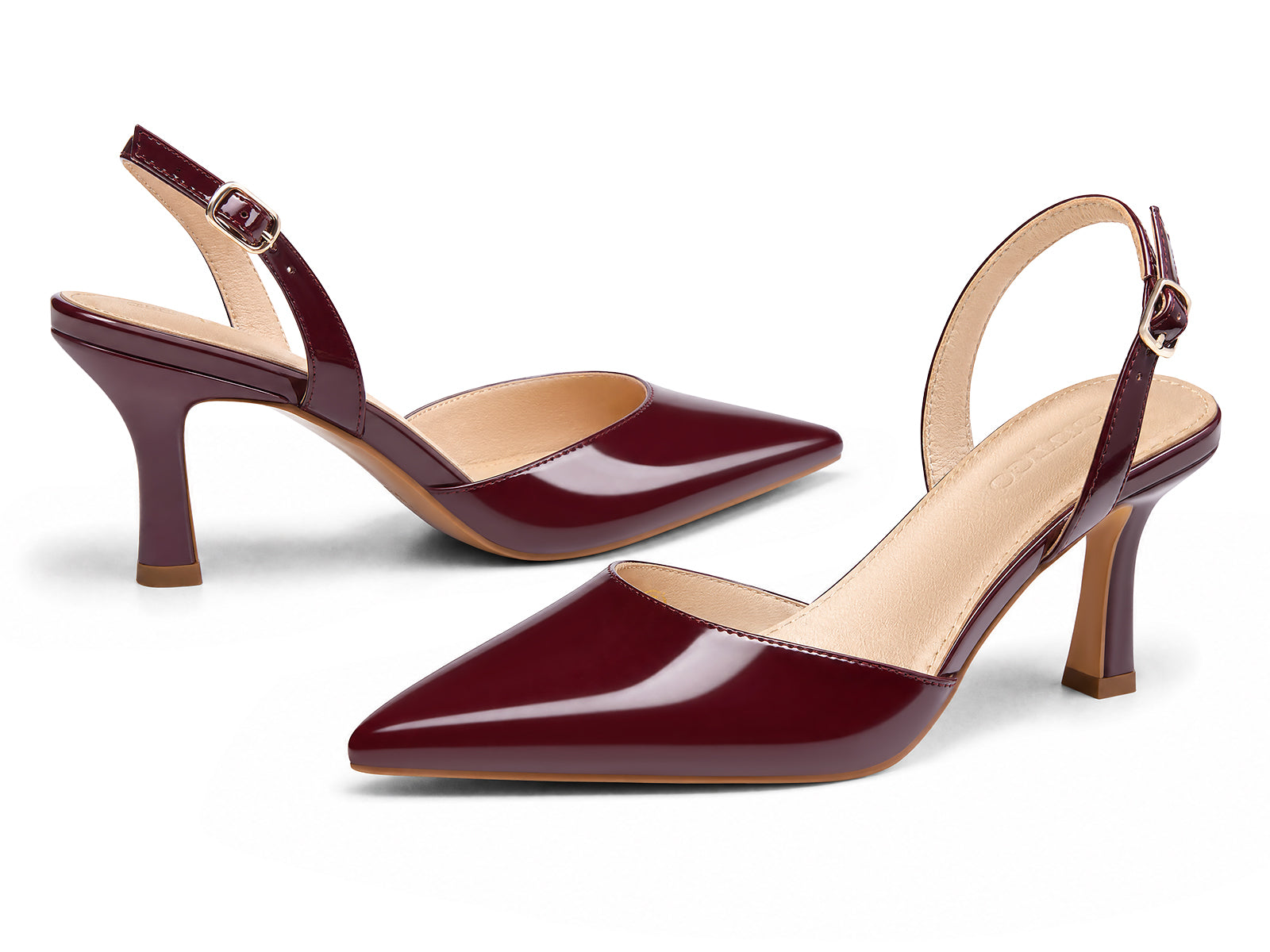 Coutgo Womens Burgundy Slingback Kitten Heels