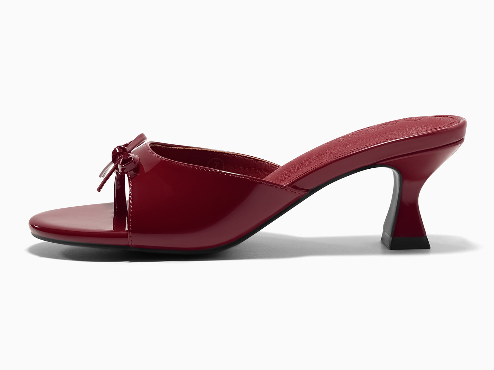 Coutgo Women's Burgundy Patent Kitten Heels Sandals