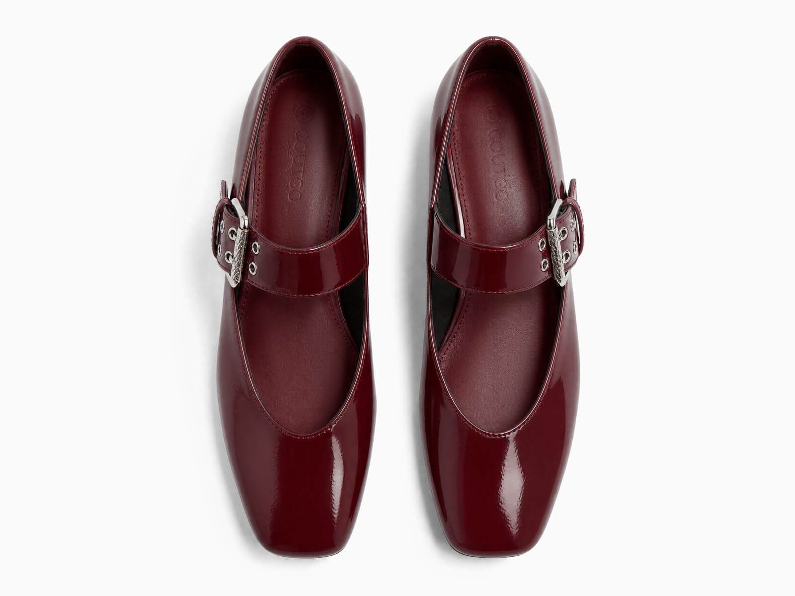 Coutgo Womens Burgundy Mary Jane Flats