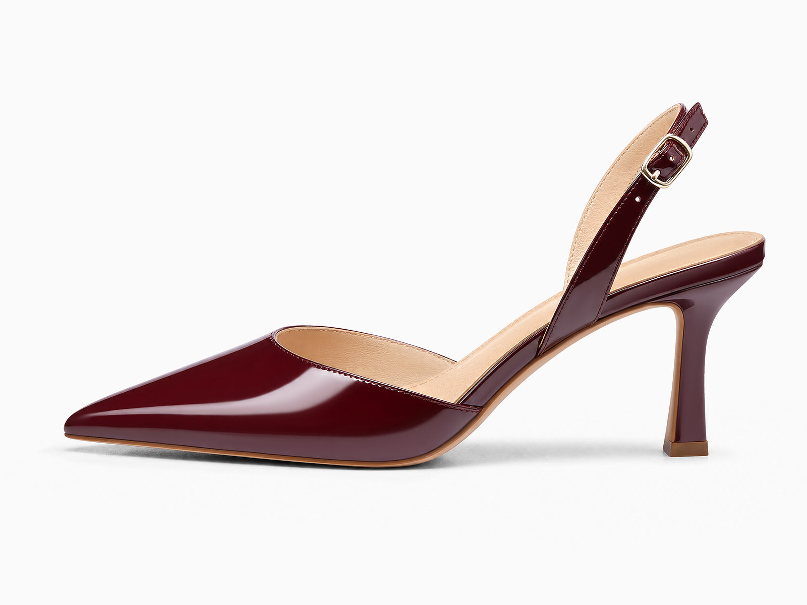 Coutgo Womens Burgundy Slingback Kitten Heels