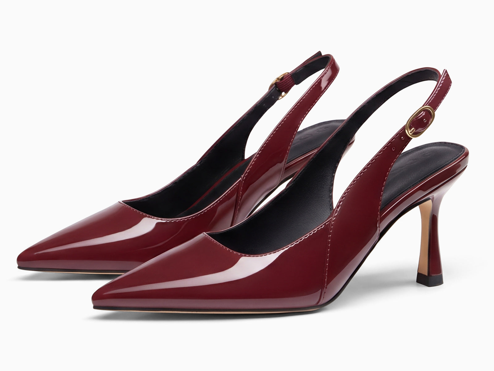 Coutgo Women's Burgundy Slingback Kitten Heels