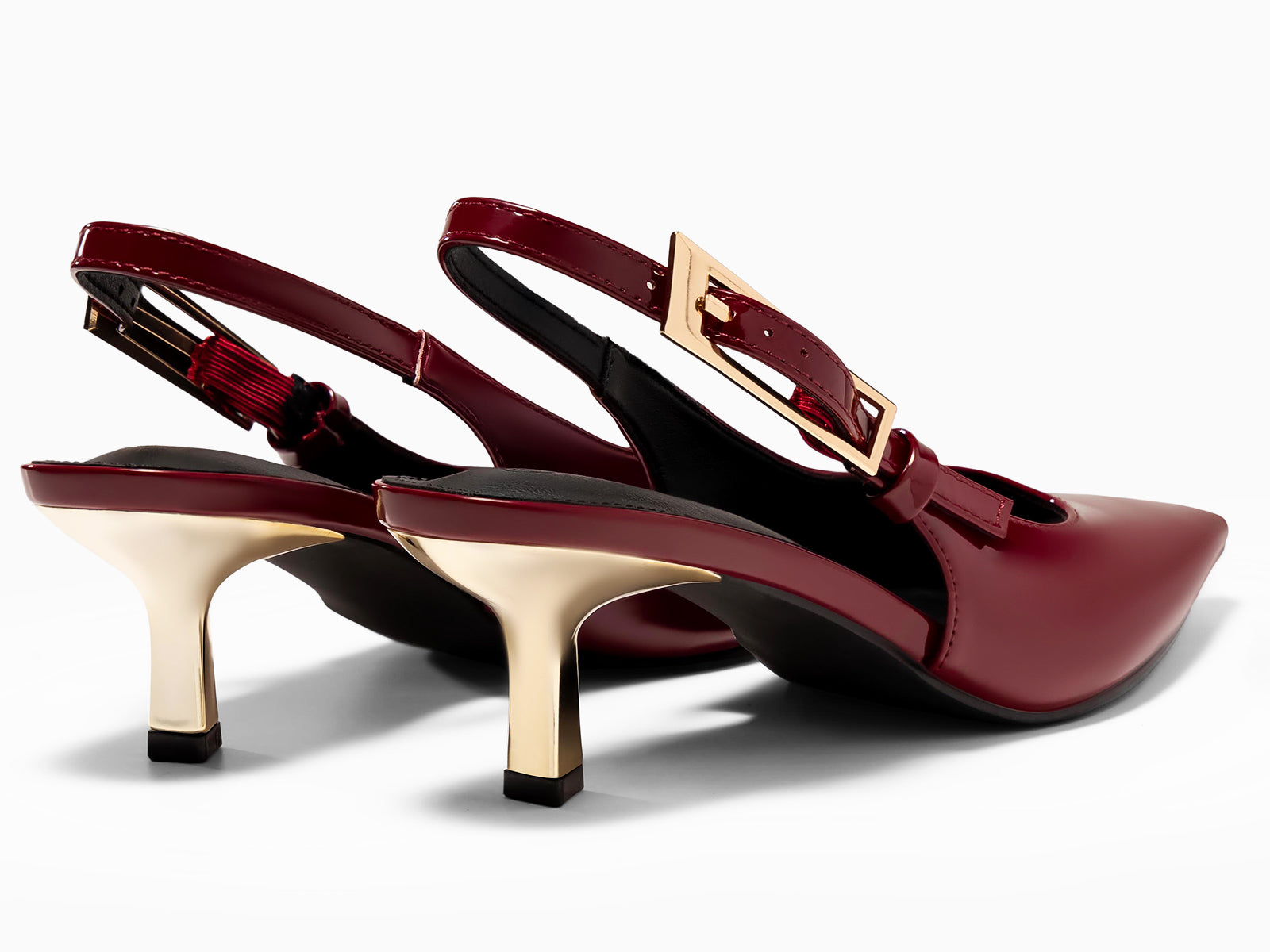 Coutgo Womens Burgundy Slingback Kitten Heels