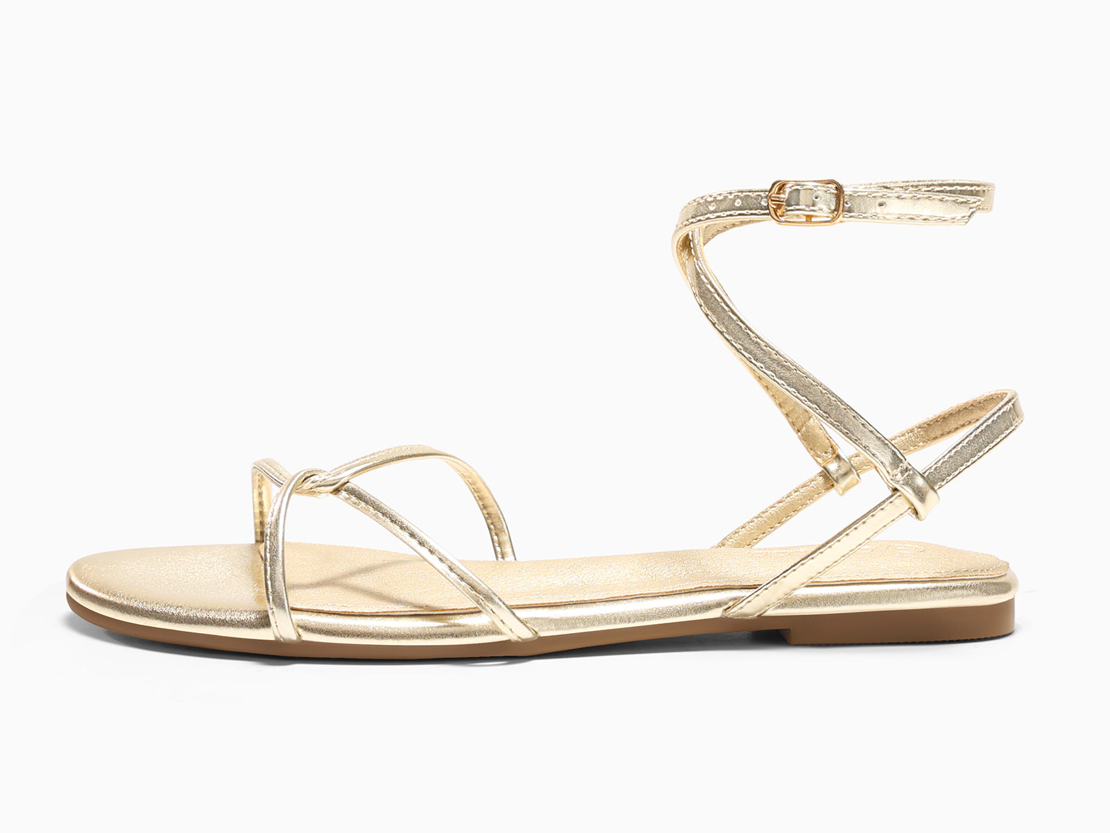 Coutgo Womens Gold Flat Sandals