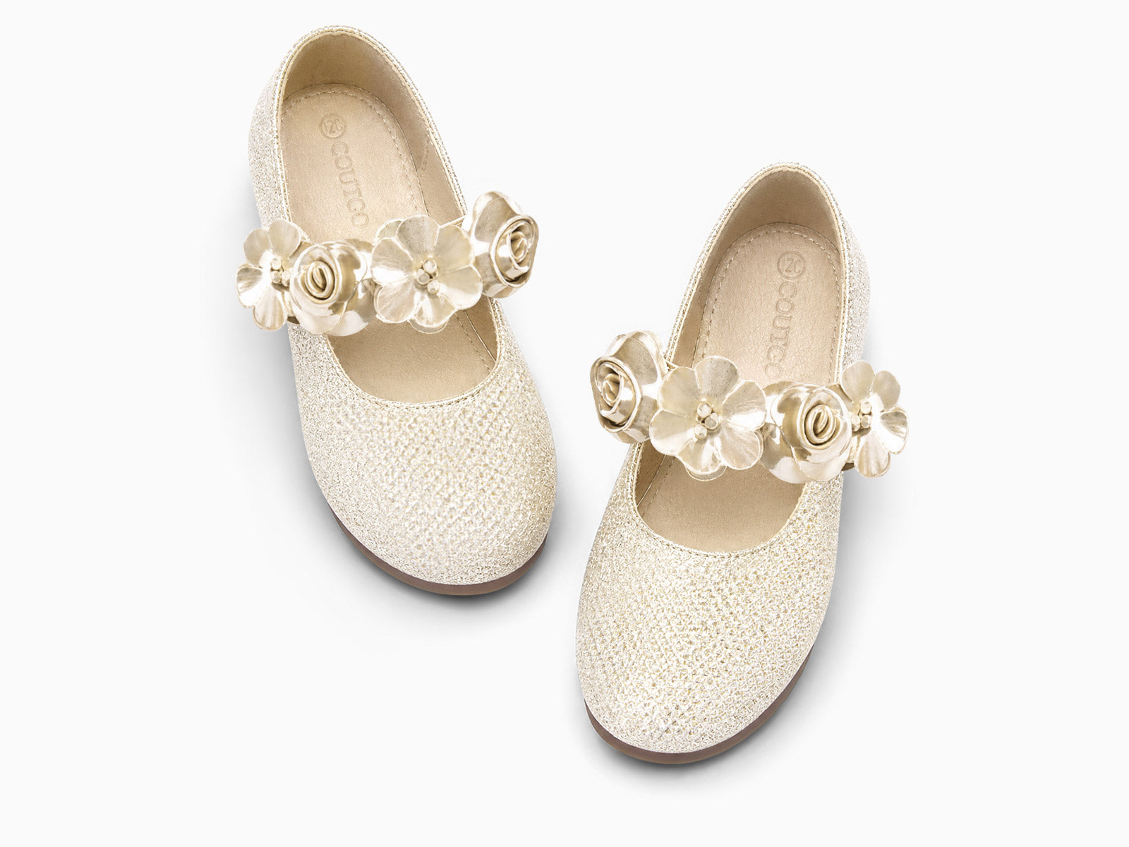 Coutgo Girls Gold Mary Jane Dress Shoes