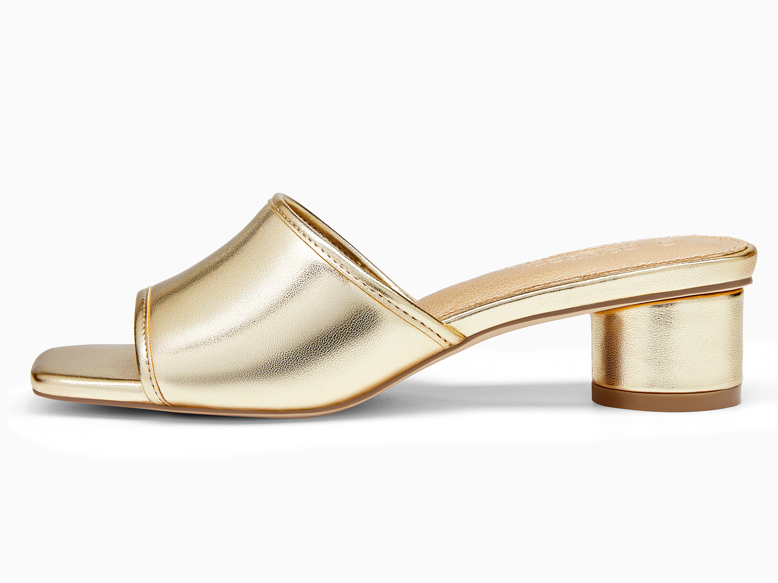 Coutgo Womens PU Gold Chunky Heels Sandals