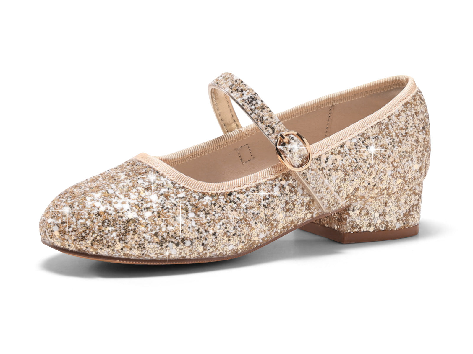 Coutgo Girls Gold Sequin Mary Jane Flats
