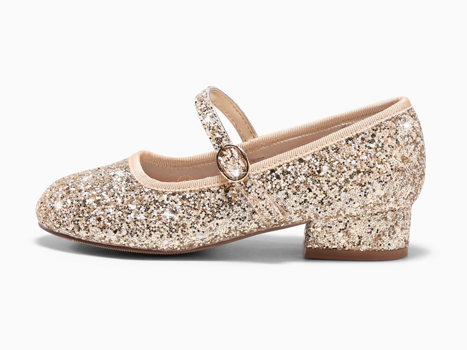 Coutgo Girls Gold Sequin Mary Jane Flats