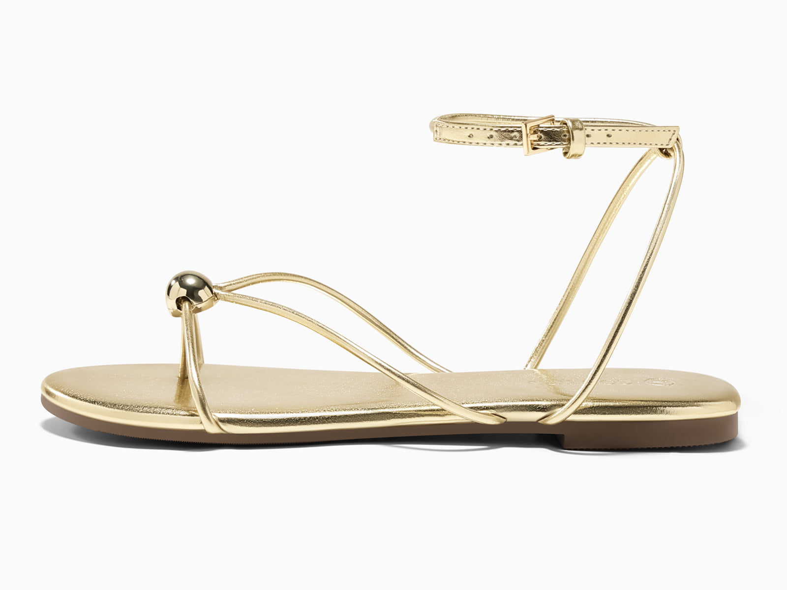 Coutgo Womens Gold Strappy Flat Sandals