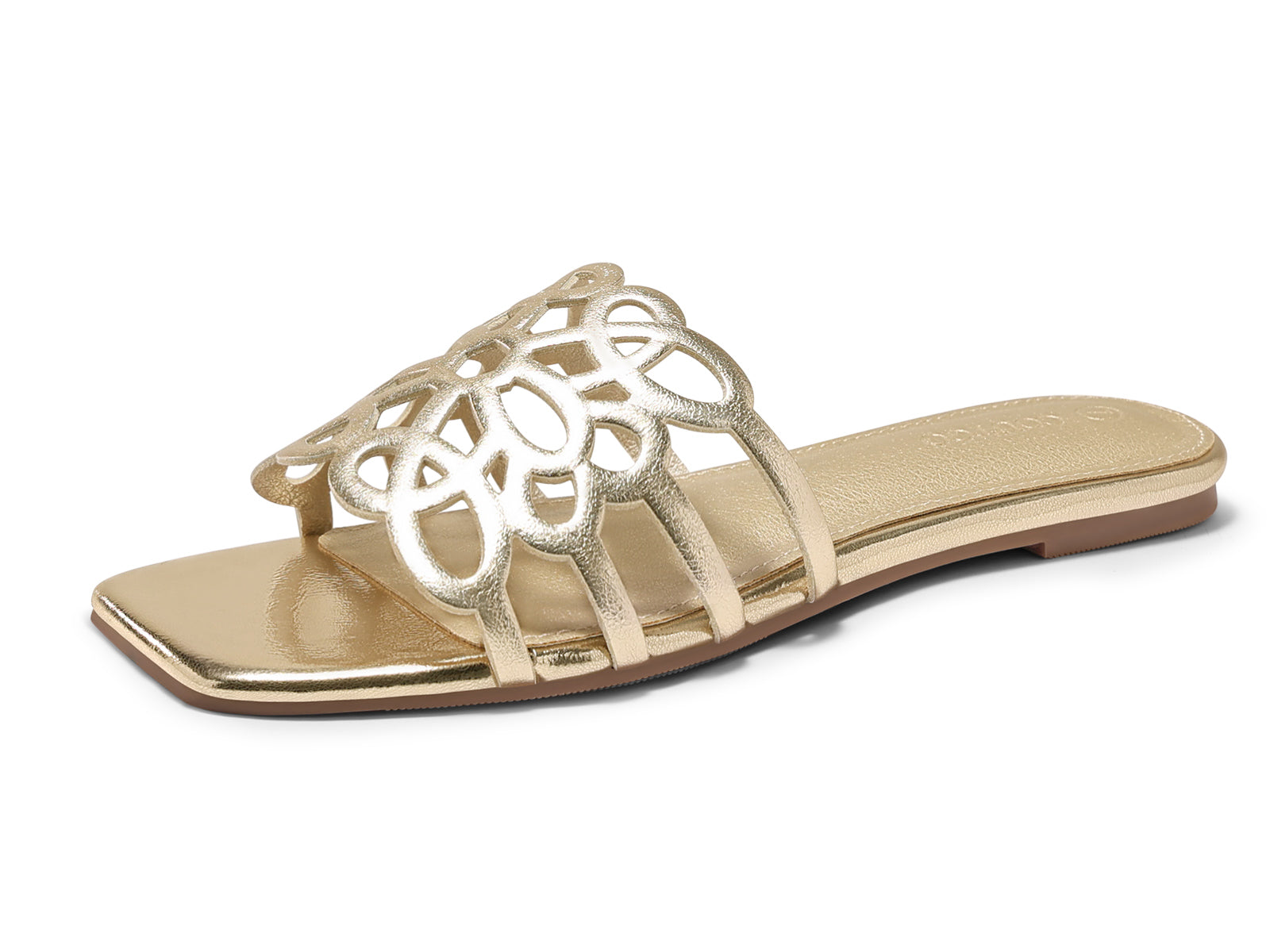 Coutgo Womens Light Gold Flat Sandals
