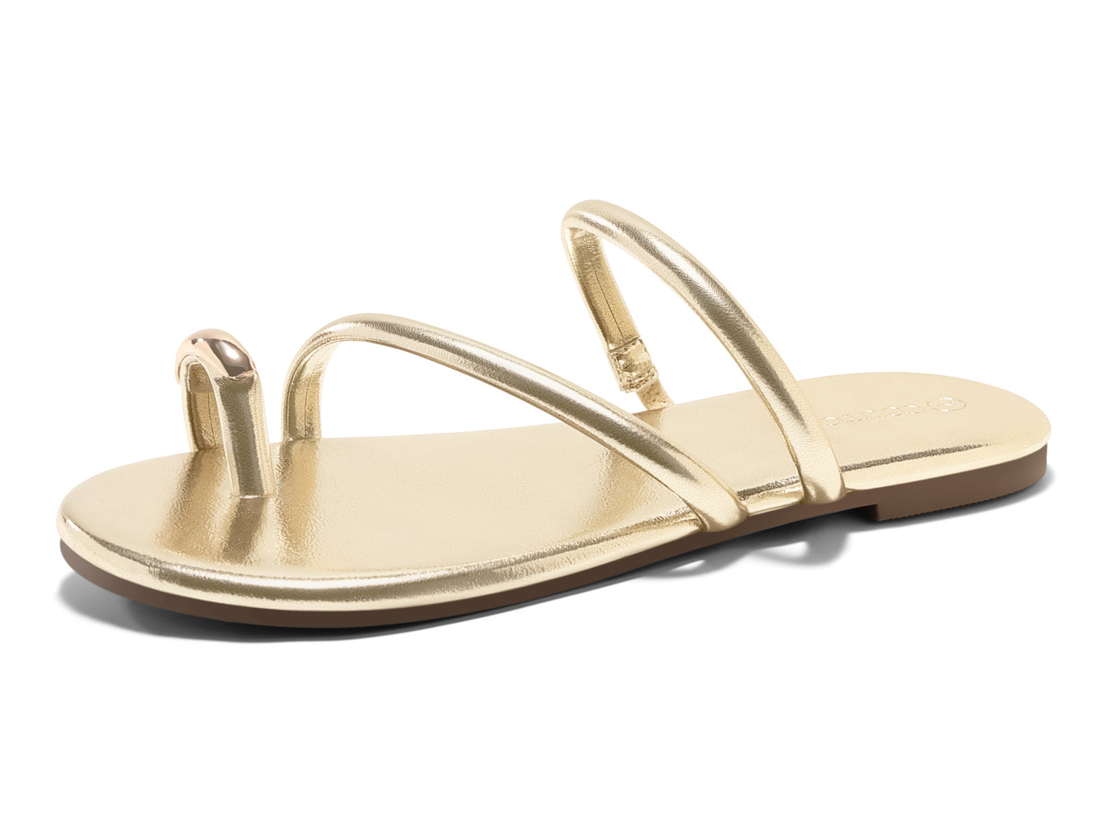 Coutgo Womens Light Gold Strappy Flat Sandals