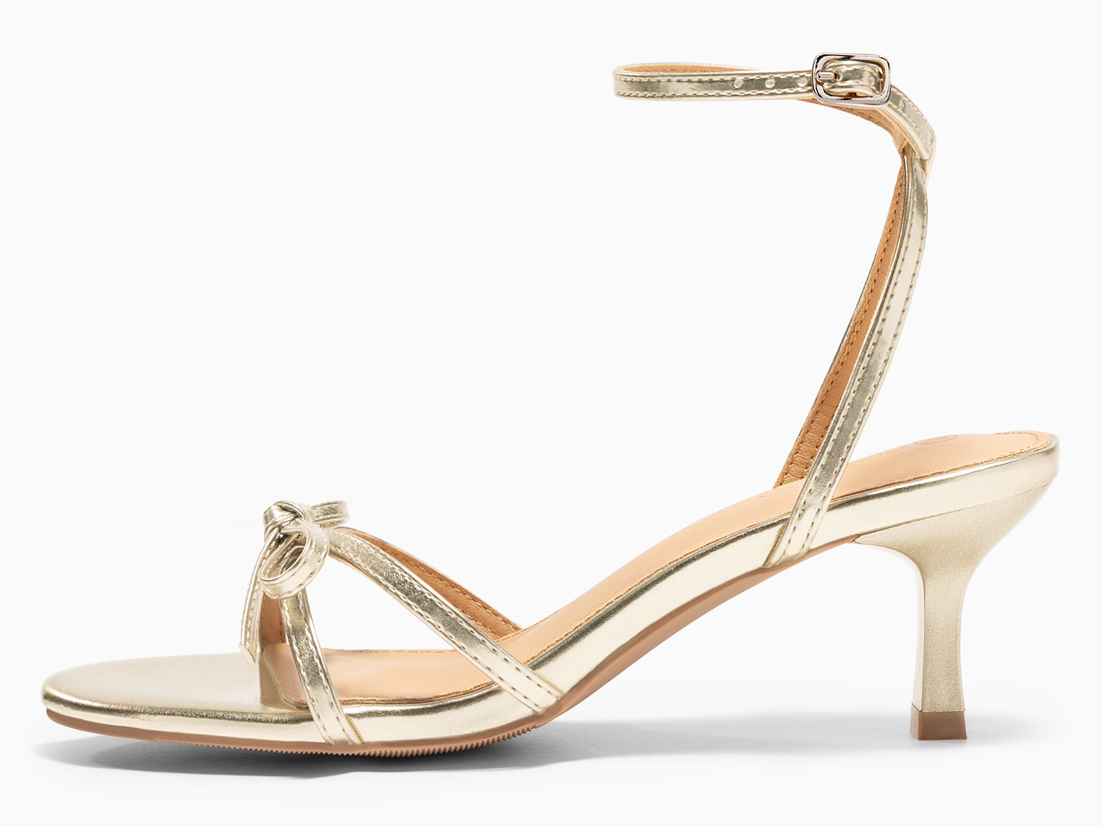 Coutgo Womens Gold Kitten Low Heels