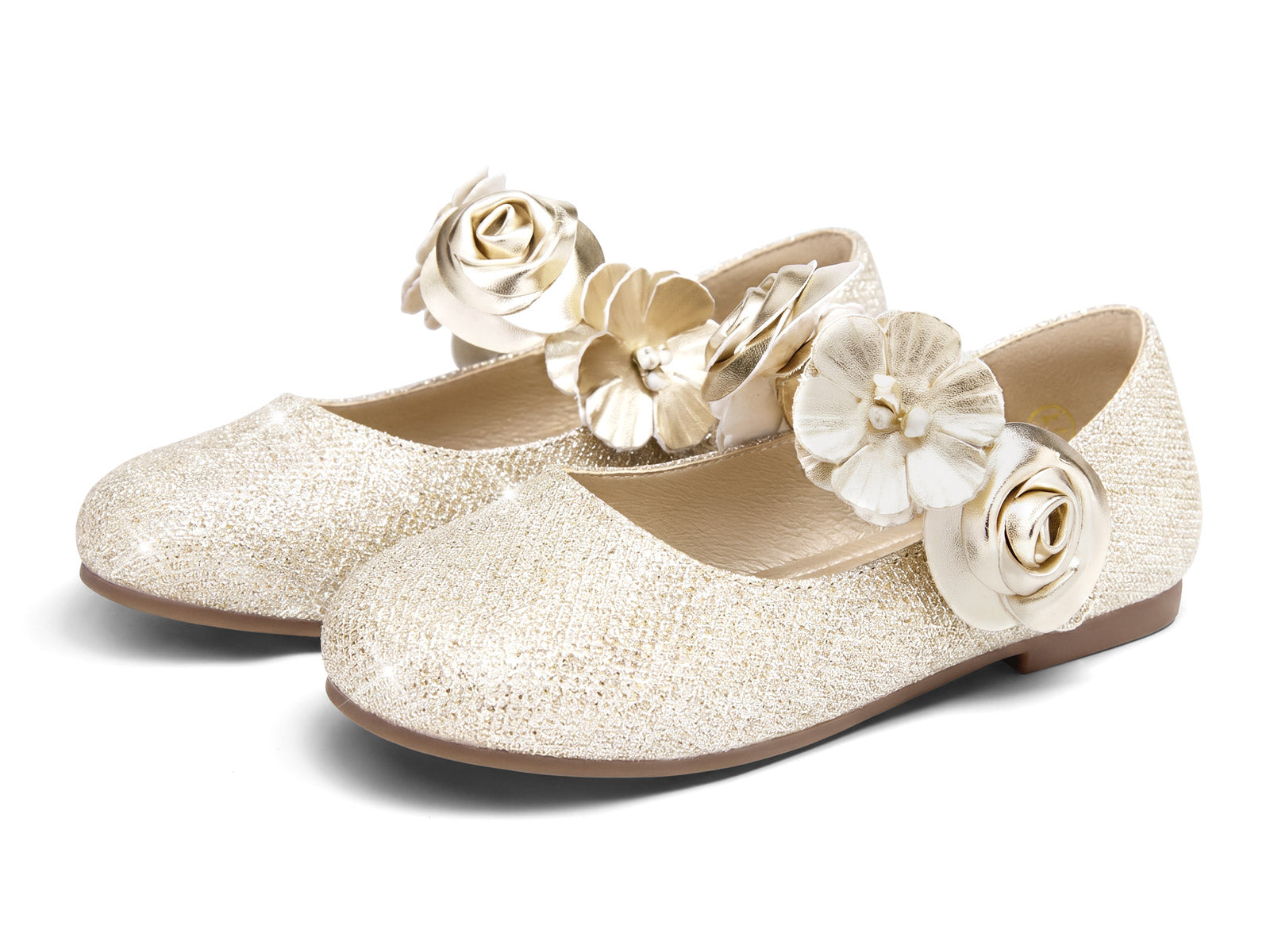 Coutgo Girls Gold Mary Jane Dress Shoes
