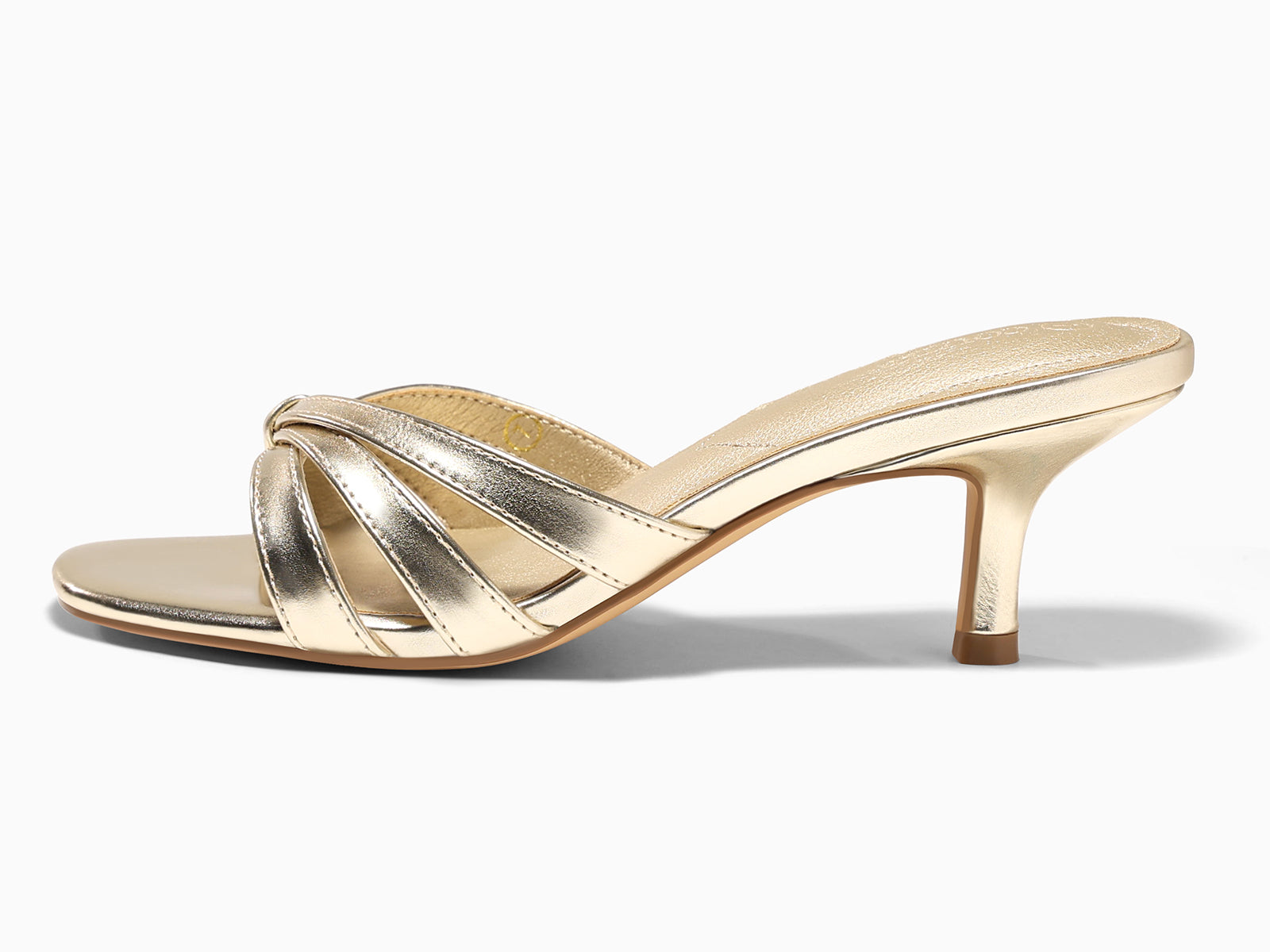 Coutgo Womens Gold Strappy Kitten Heels Sandals