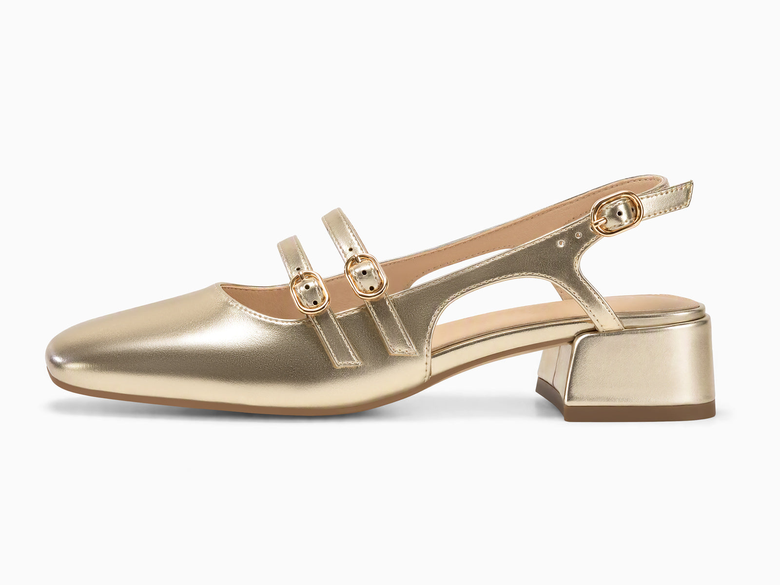 Coutgo Womens Gold Mary Jane Heels