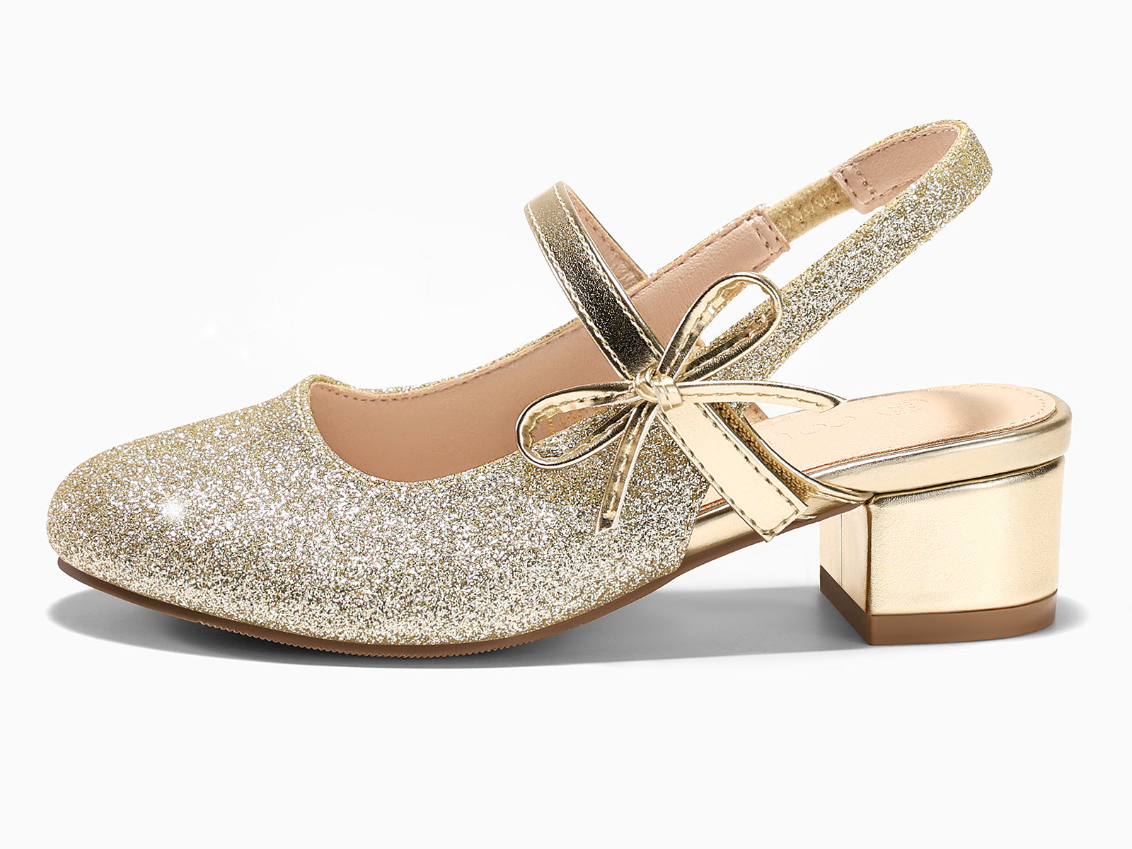 Coutgo Girls Gold Glitter Dress Shoes