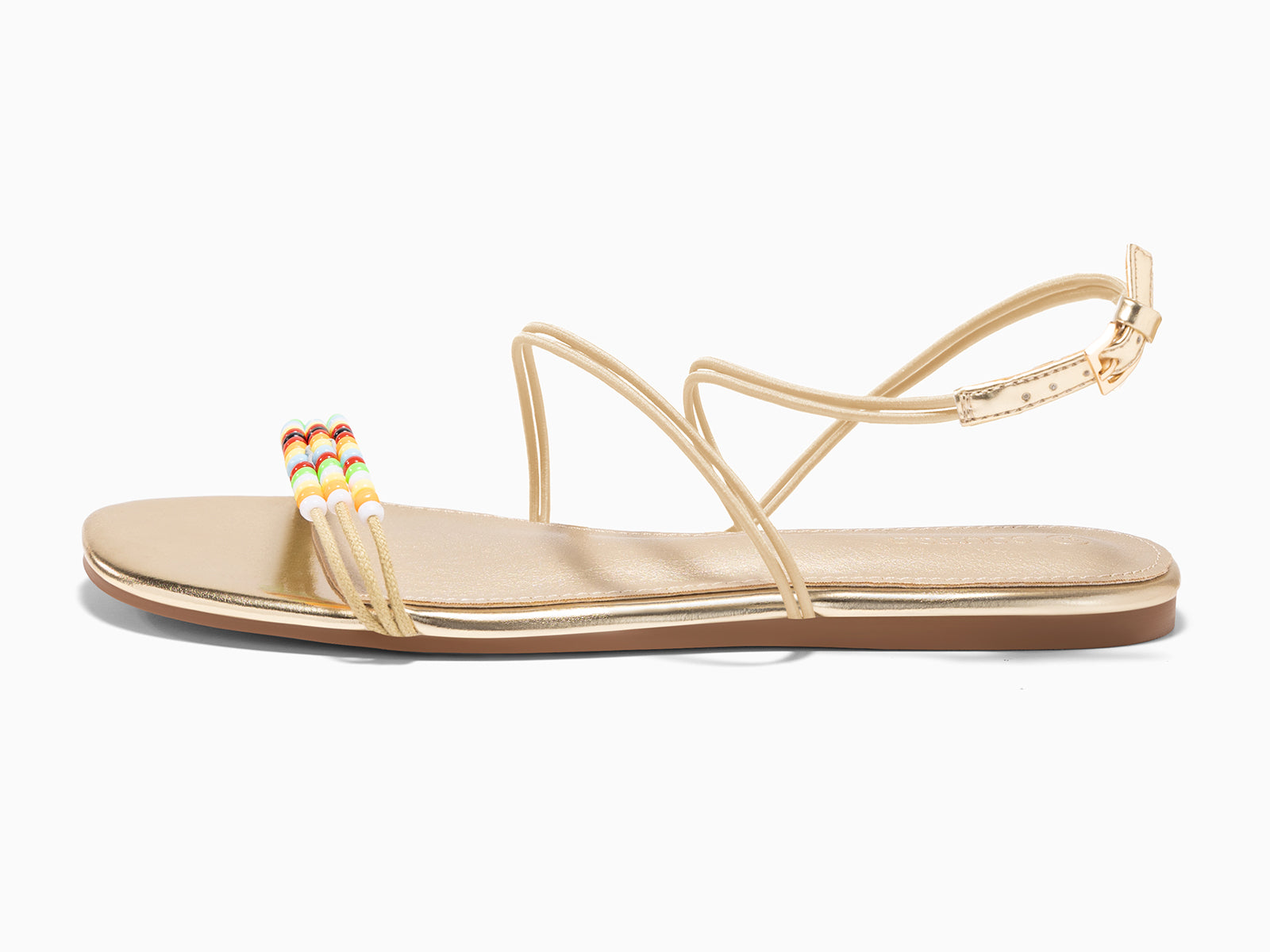 Coutgo Womens Gold Strappy Flat Sandals