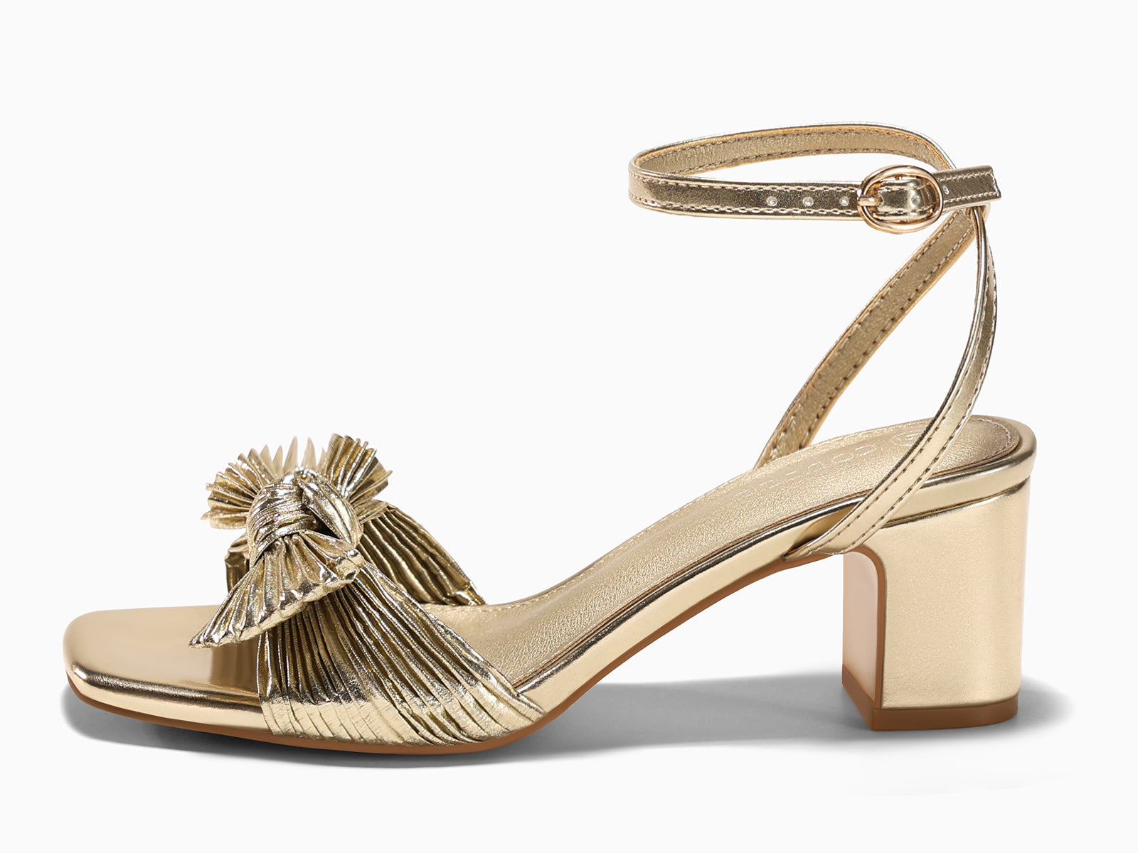 Coutgo Womens Gold Pleated Bow Sandals
