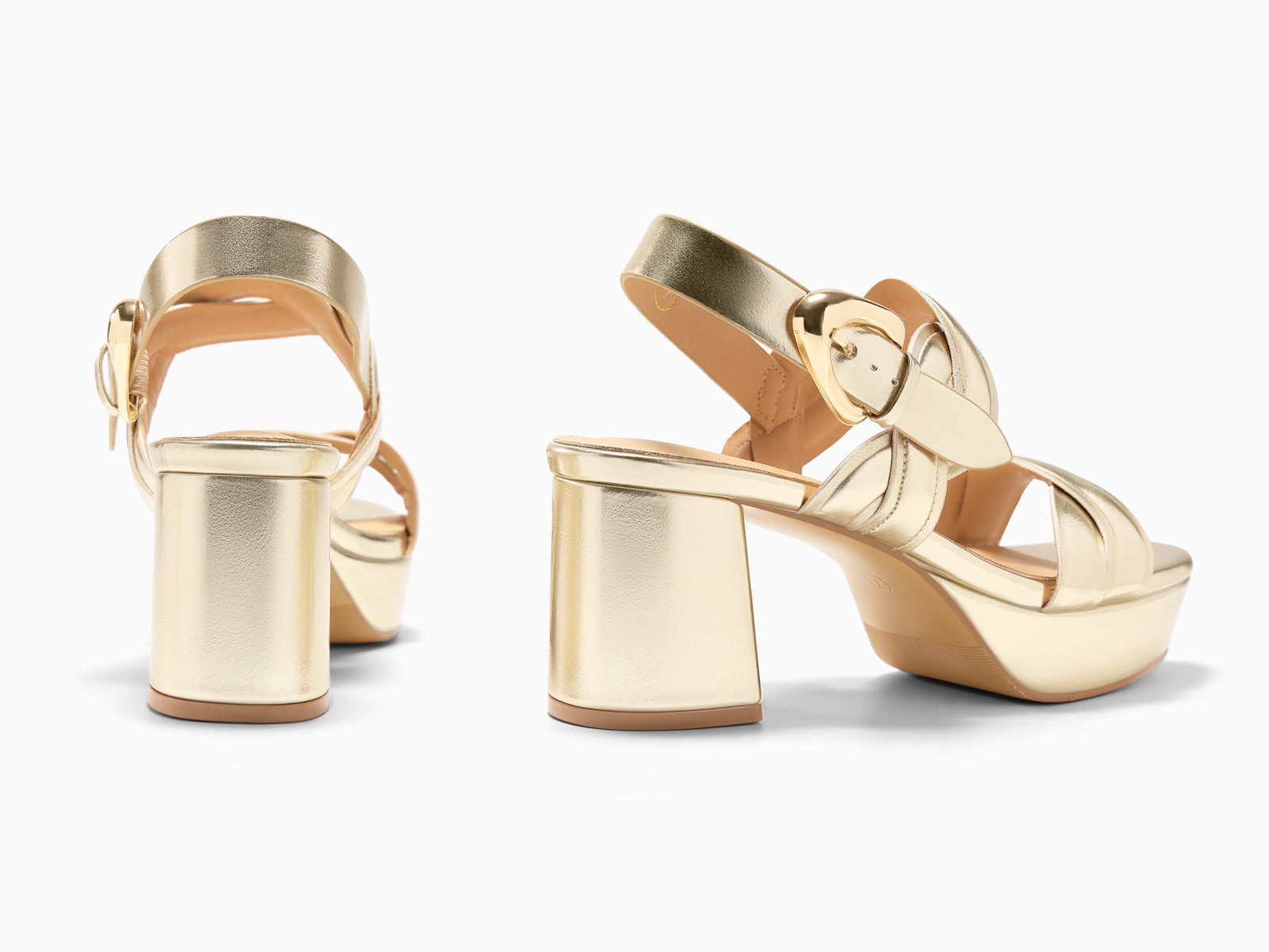 Coutgo Womens Gold Platform Sandals Cork Chunky Heels