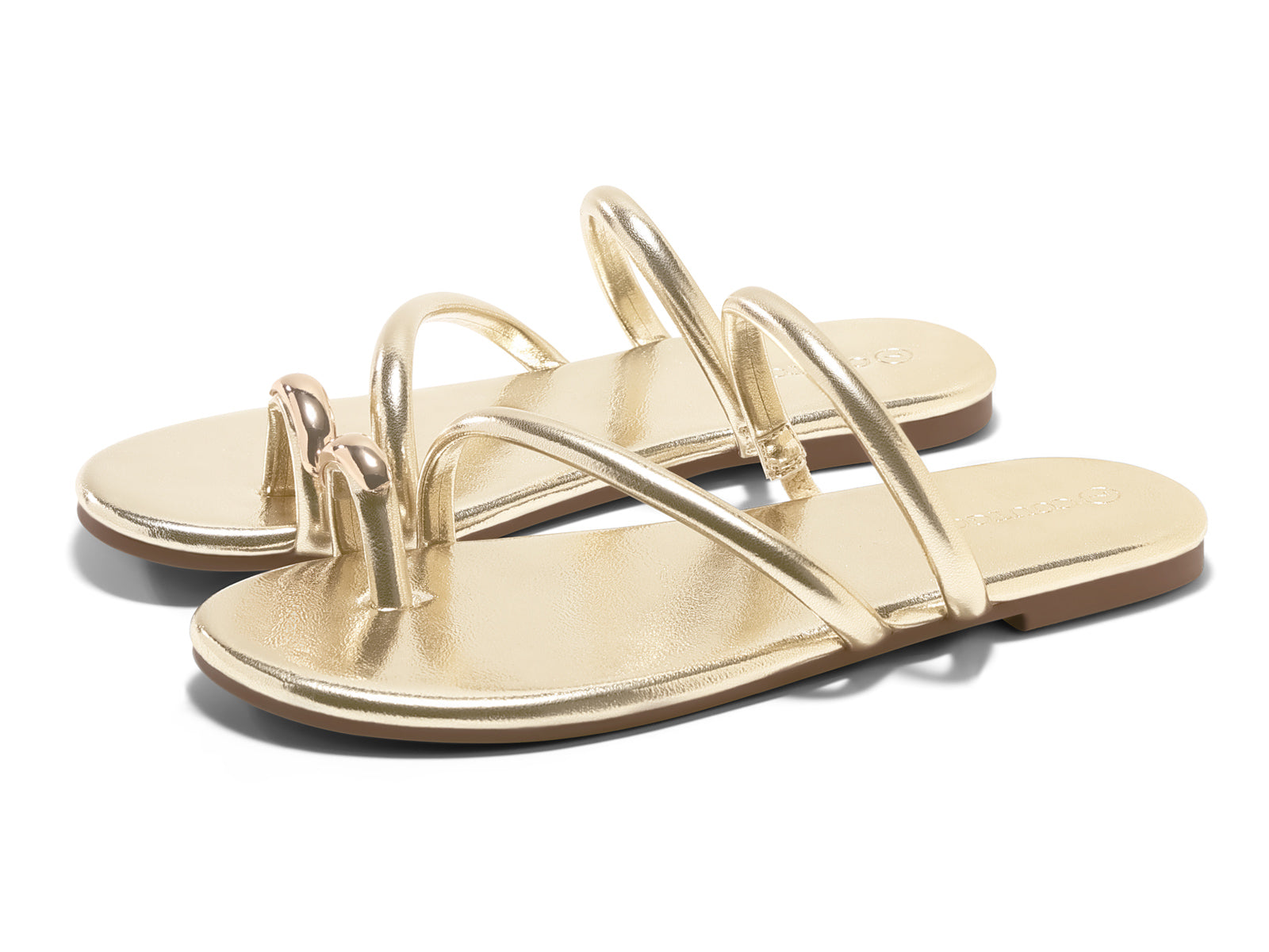 Coutgo Womens Beige Strappy Flat Sandals