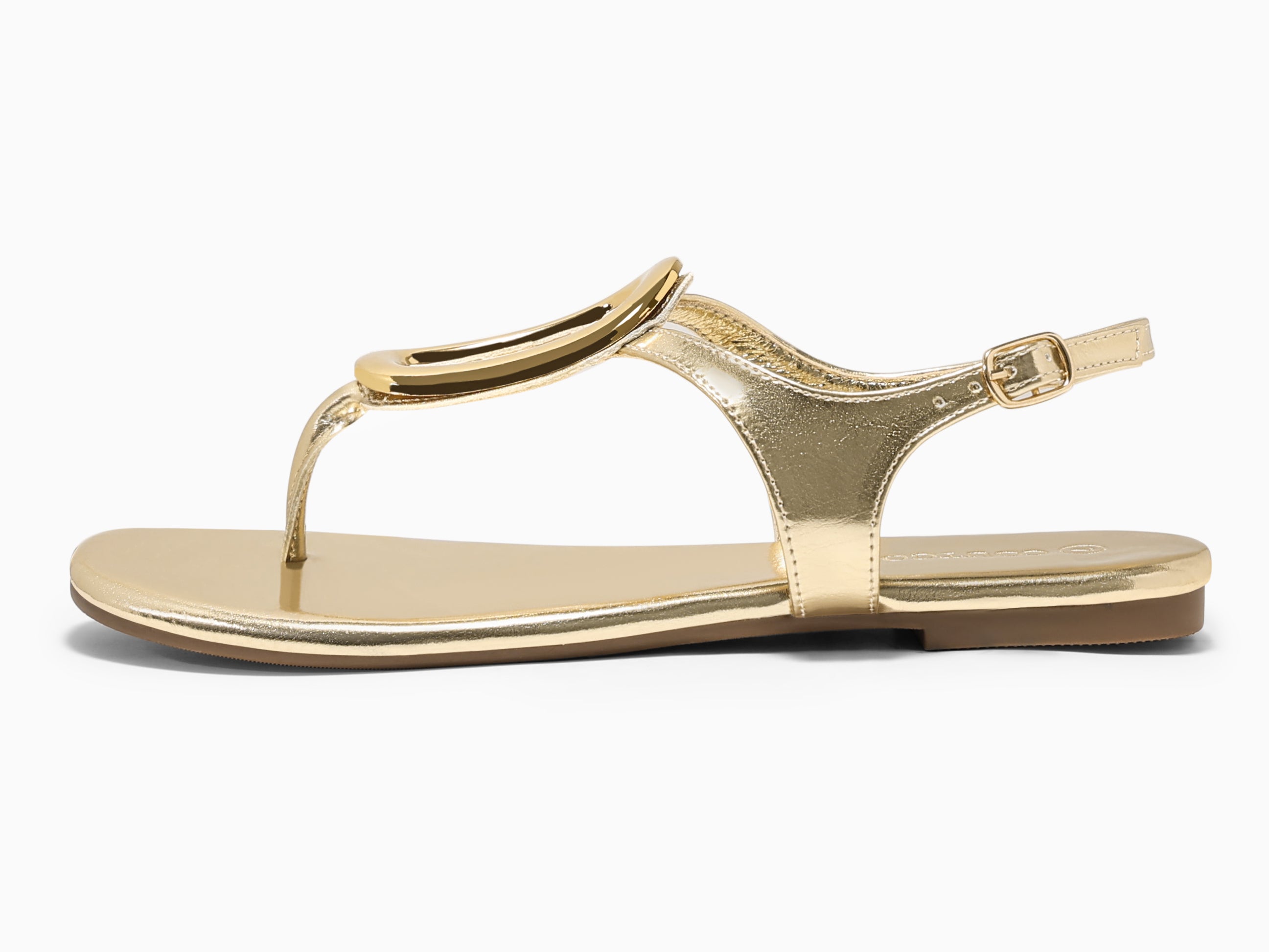 Coutgo Womens Gold Flat Flip Flops Sandals