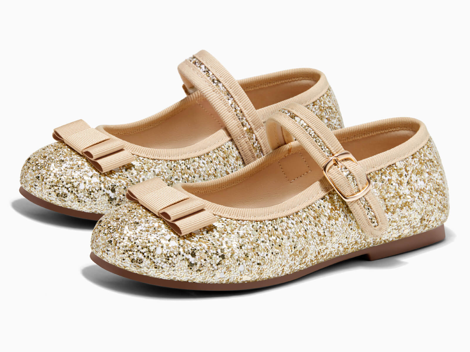 Coutgo Girls Gold Glitter Mary Jane Dress Shoes