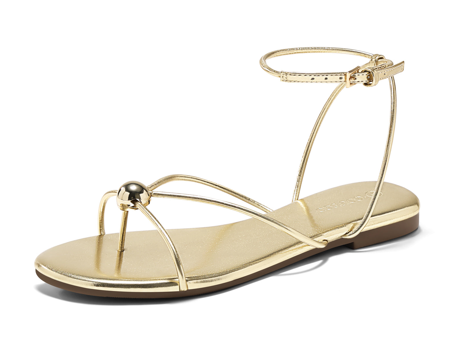 Coutgo Womens Gold Strappy Flat Sandals
