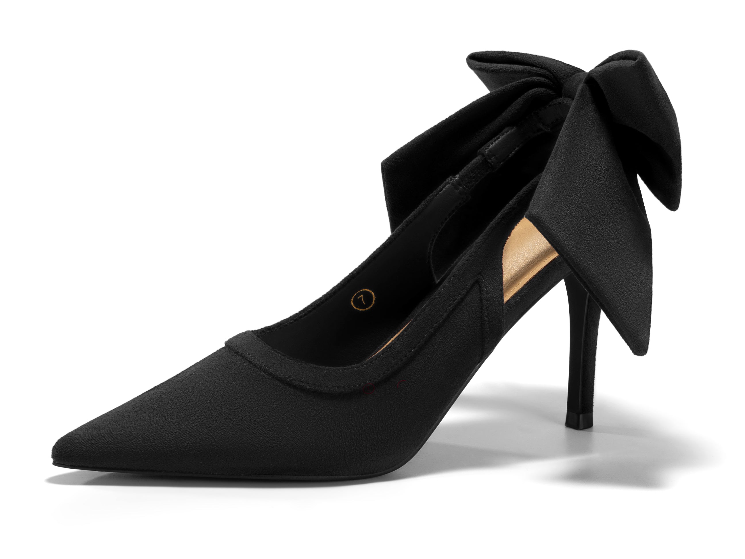 Coutgo Womens Suede Black Slingback High Heels