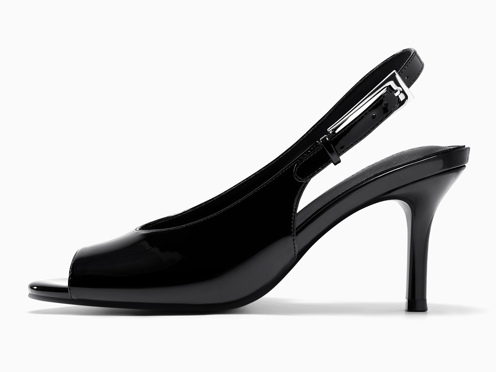 Coutgo Womens Black Patent Leather High Heels Sandals