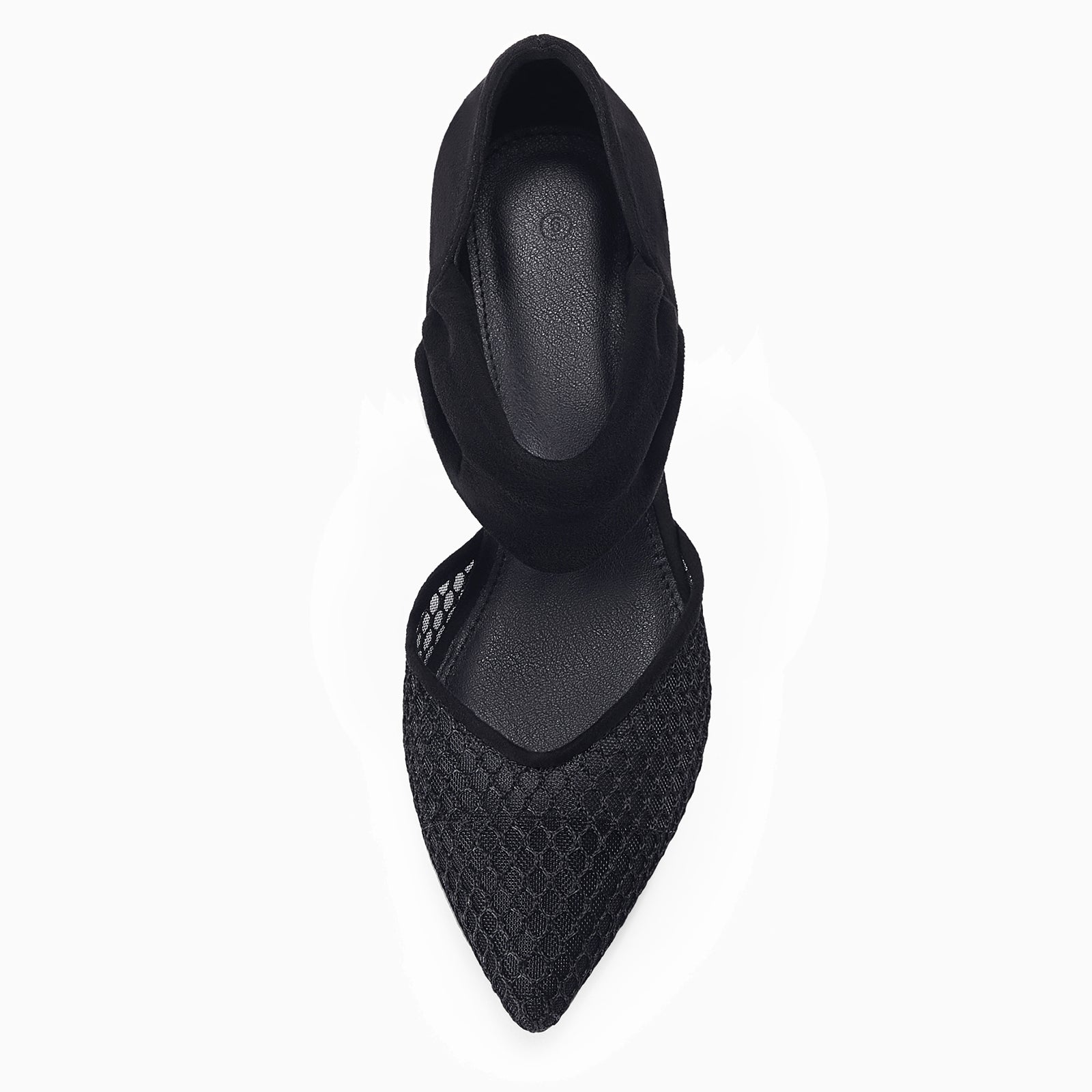 Coutgo Womens Mesh Black Low Kitten Heel