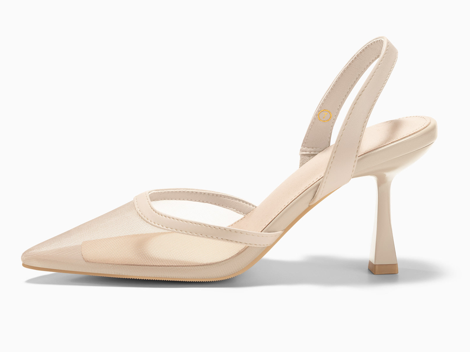 Coutgo Womens Khaki Mesh Slingback Heels