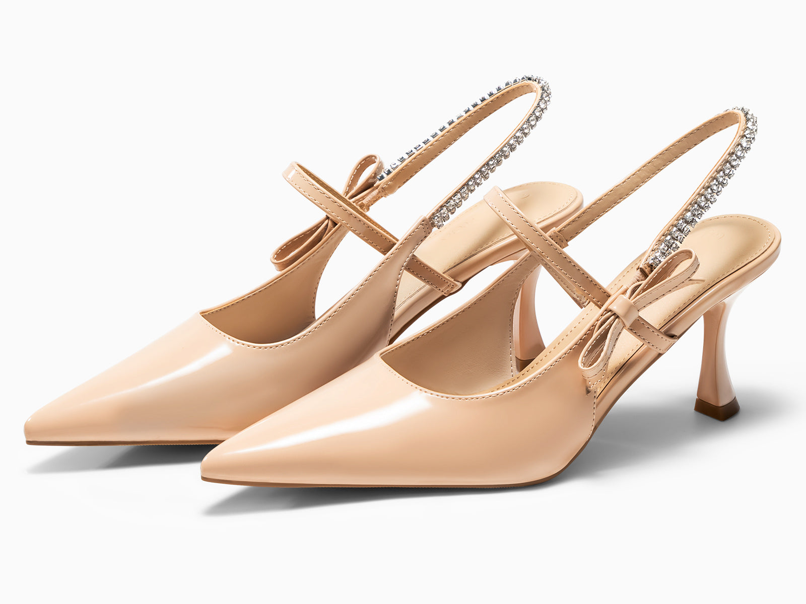 Coutgo Womens Khaki Slingback Kitten Heels